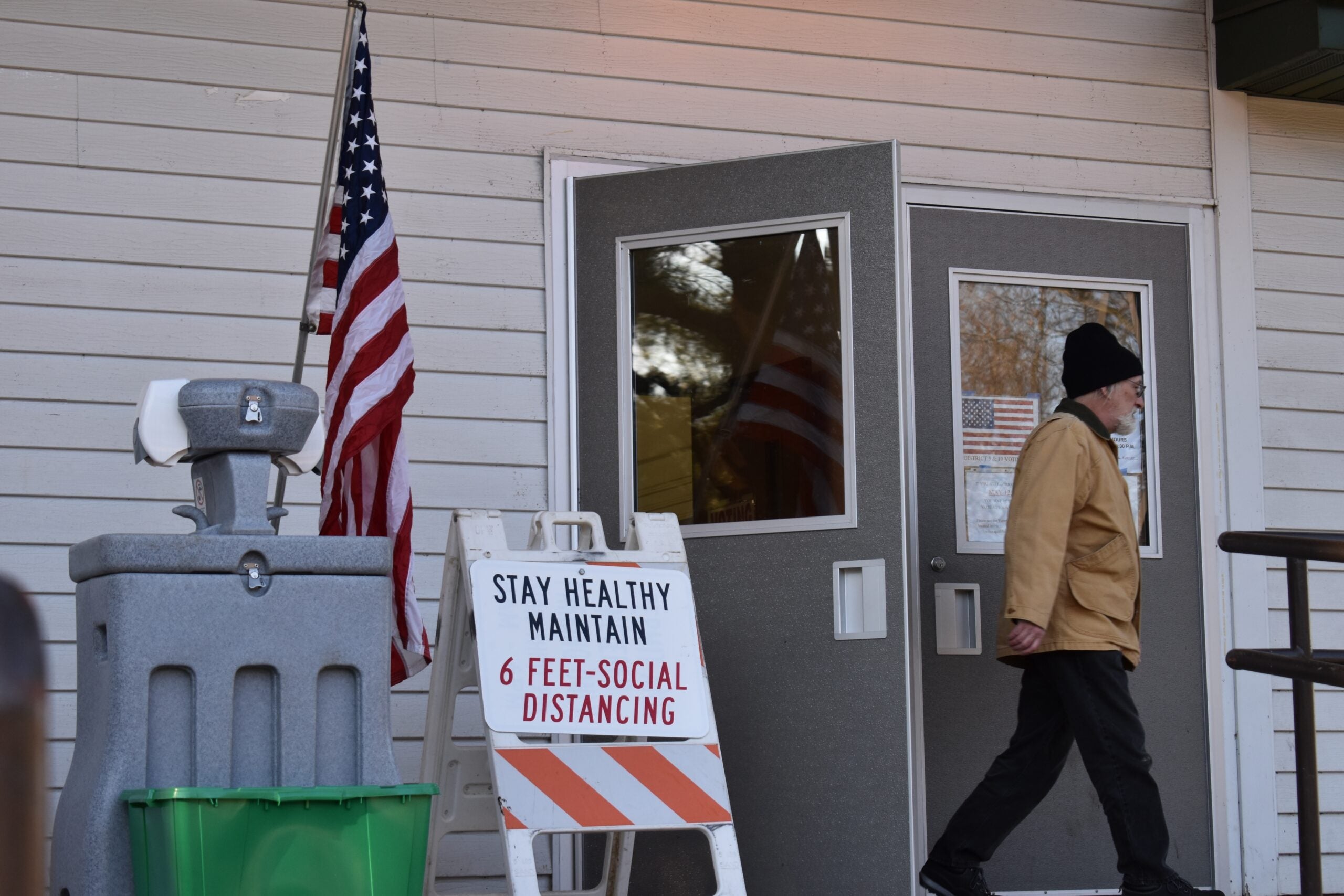 Voter outside polling place at Marathon Park in Wausau