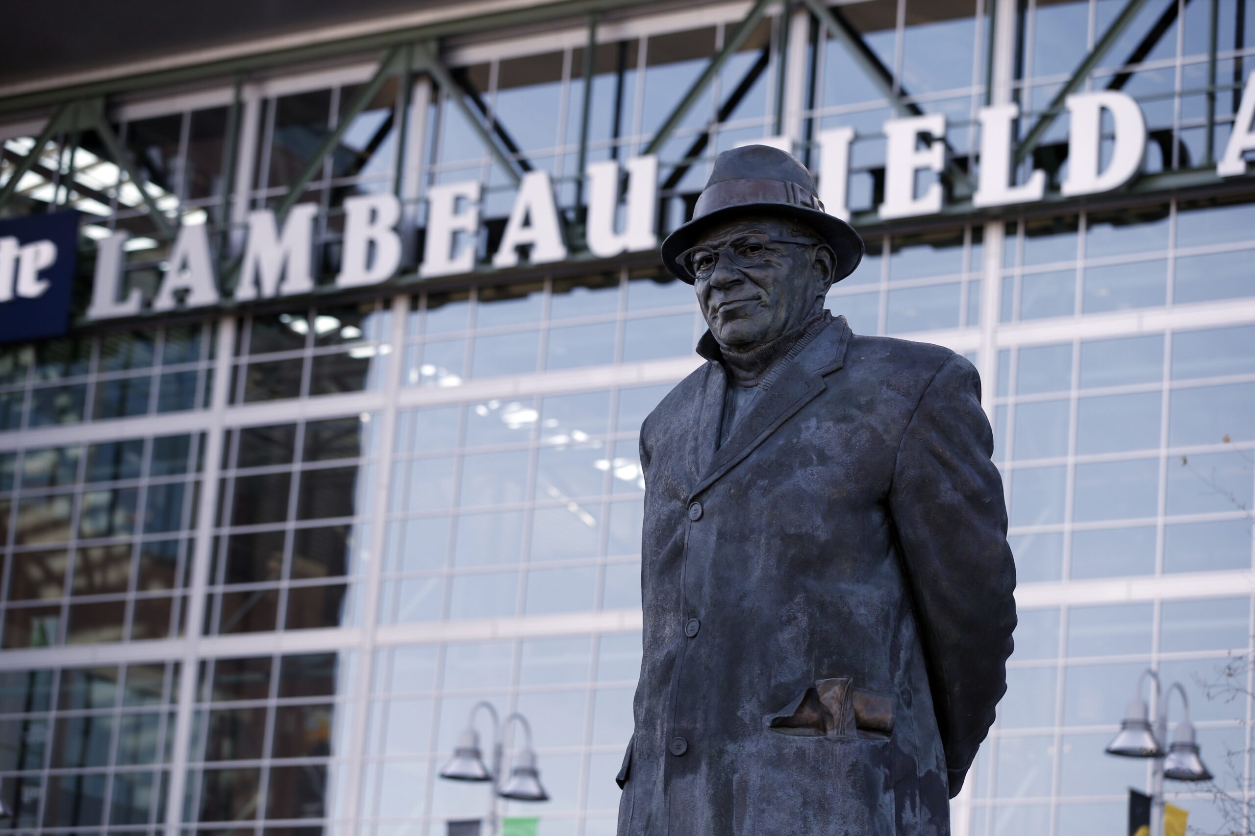 Statue of former Green Bay Packers head coach Vince Lombardi stands outside of Lambeau Field