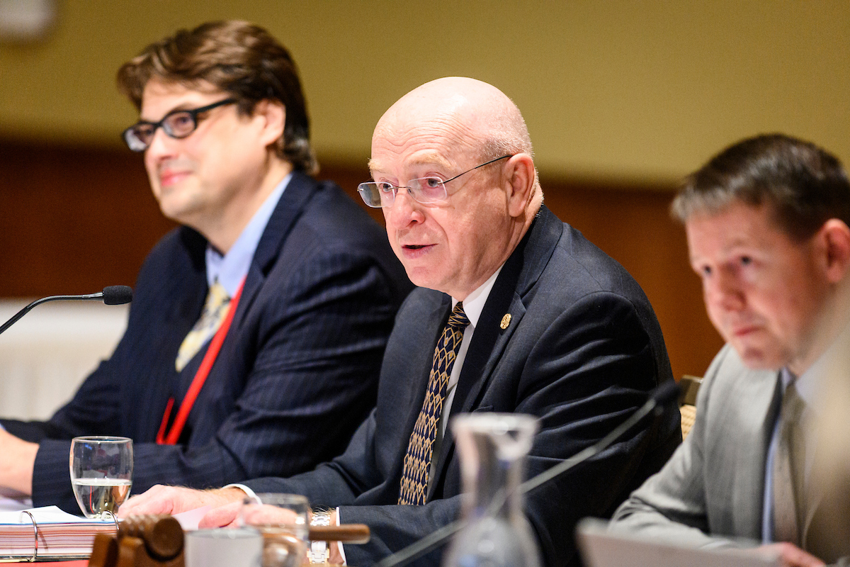 Ray Cross speaks at a Board of Regents meeting in Madison