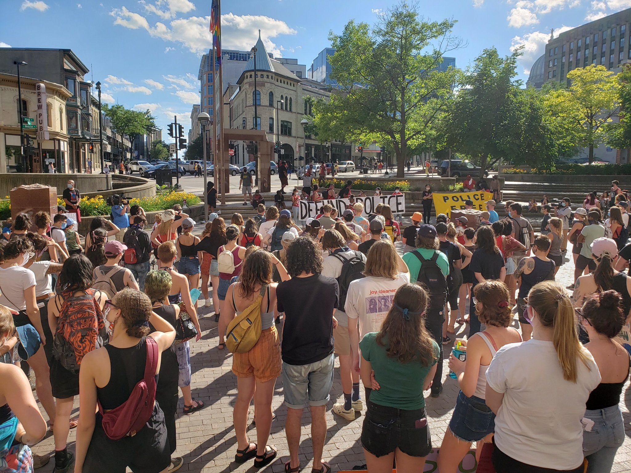 Hundreds gathered near the state Capitol in Madison and marched to push for the removal of police officers from schools on Thursday evening, June 25, 2020.