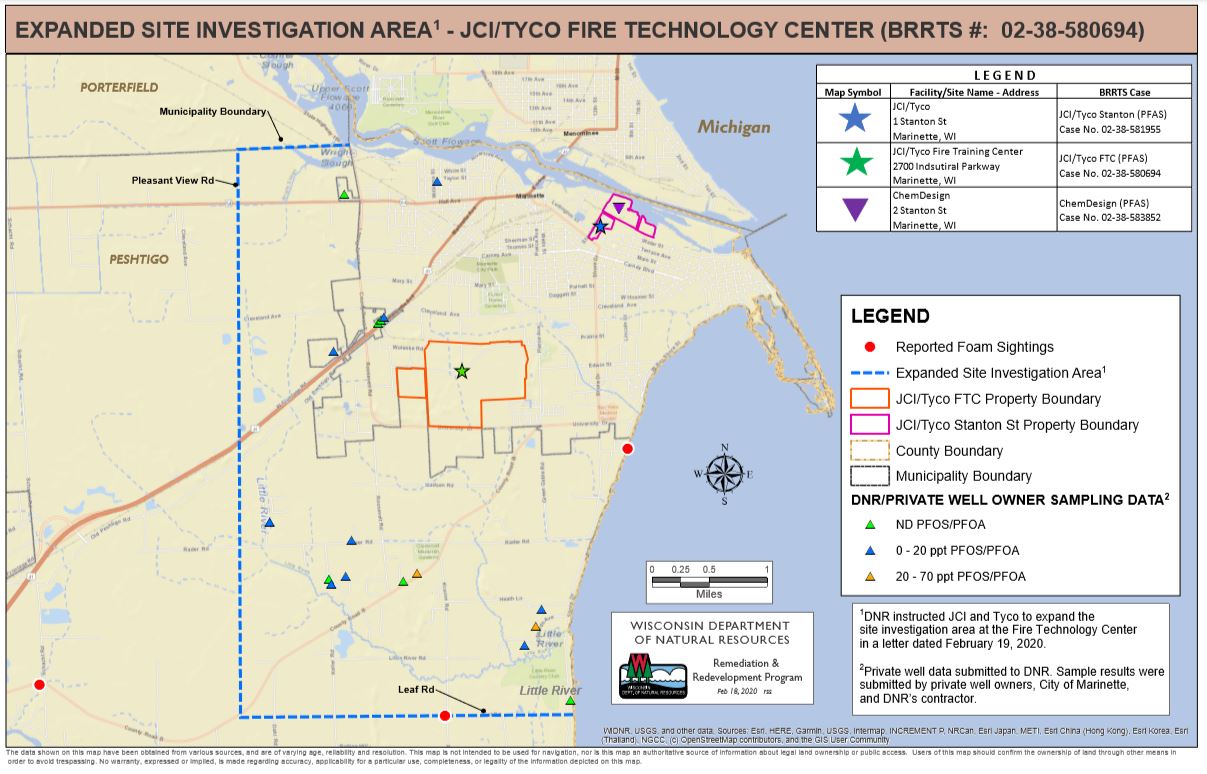 PFAS study area Marinette