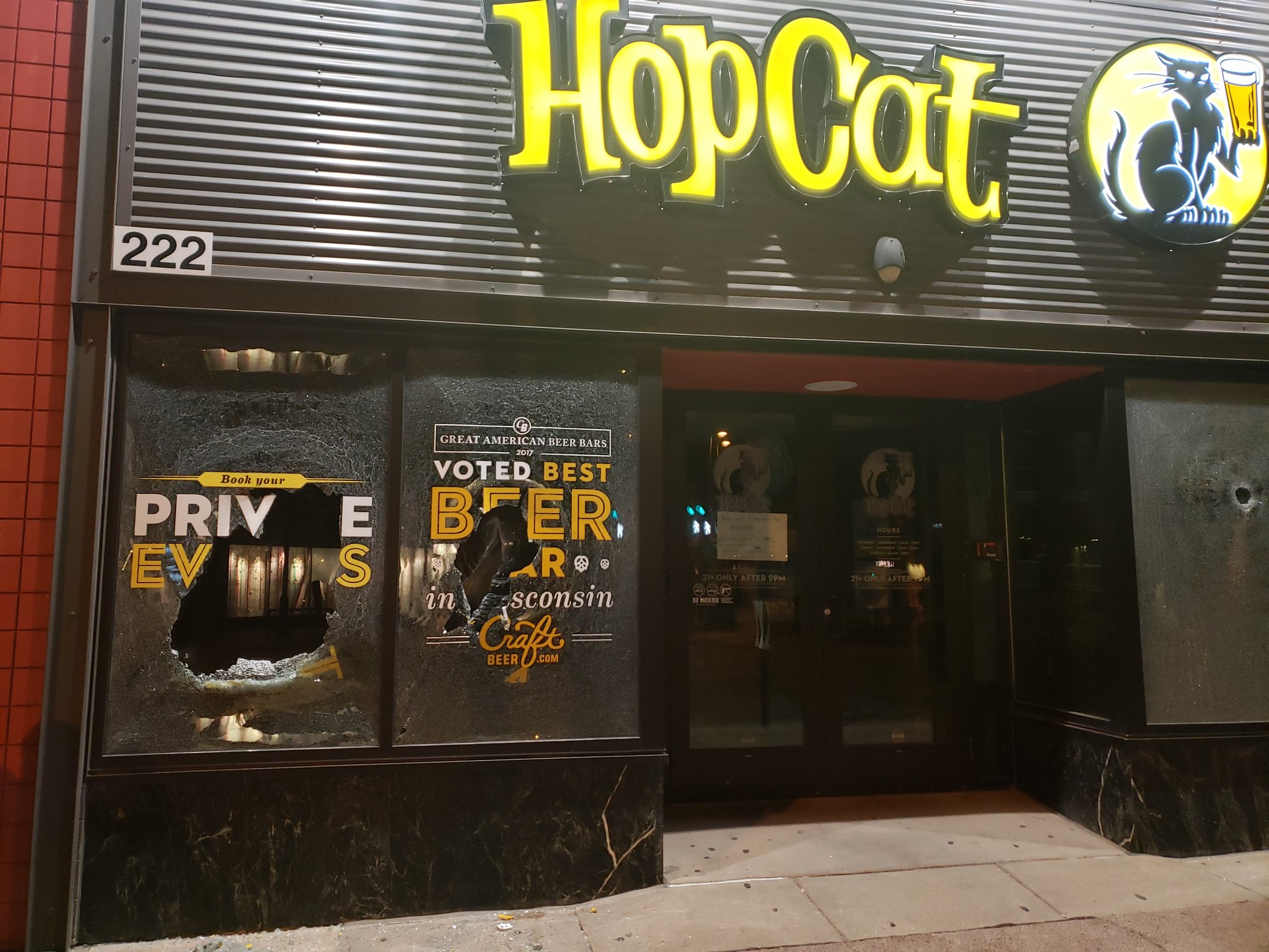 Protesters broke some windows of businesses on State Street in Madison during the rally on Monday night, June 1, 2020, around the Capitol Square.