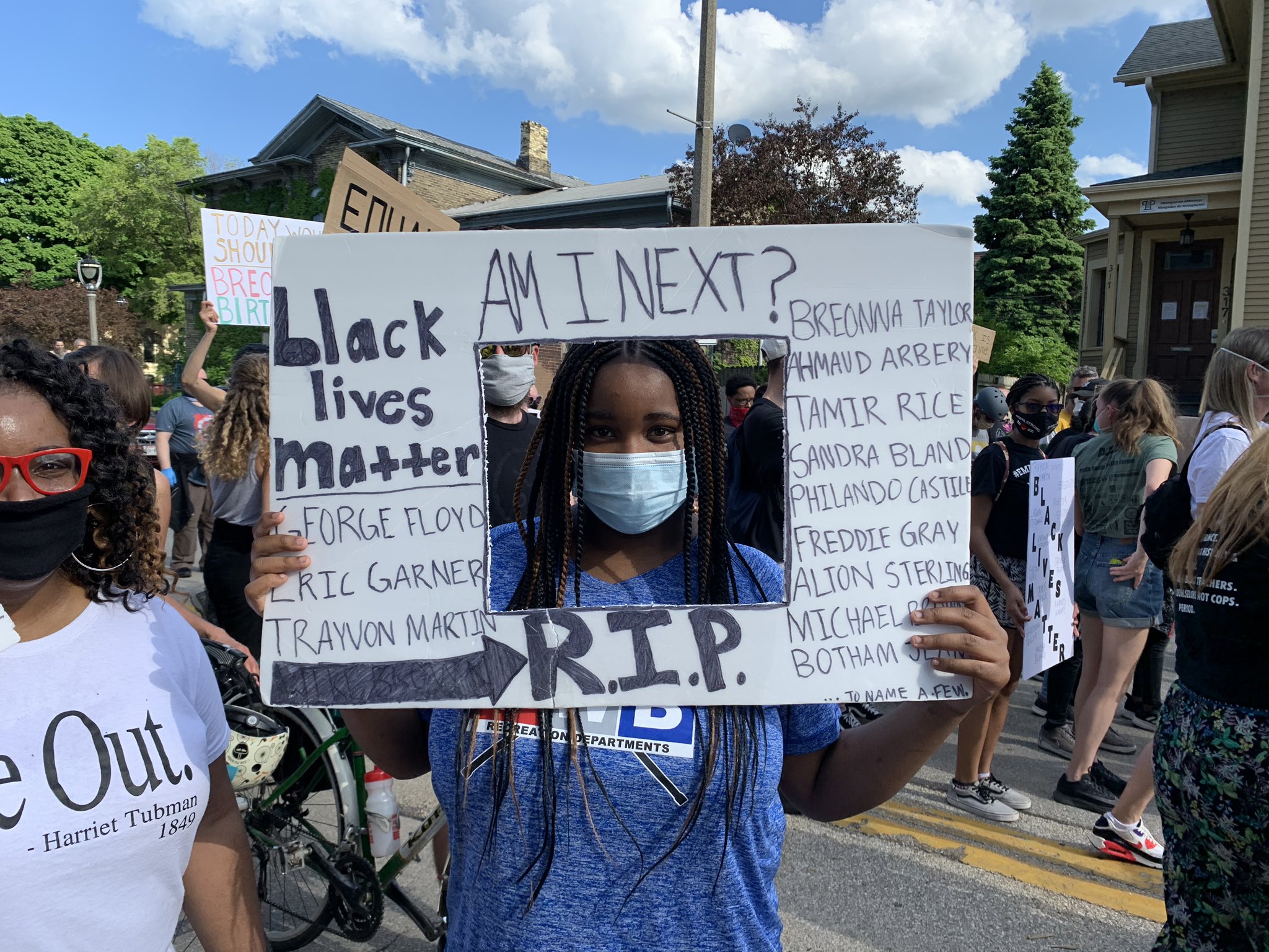 Lauryn, 14, and her mother were marching with the group at 4th and National in Milwaukee on Friday, June 5, 2020.