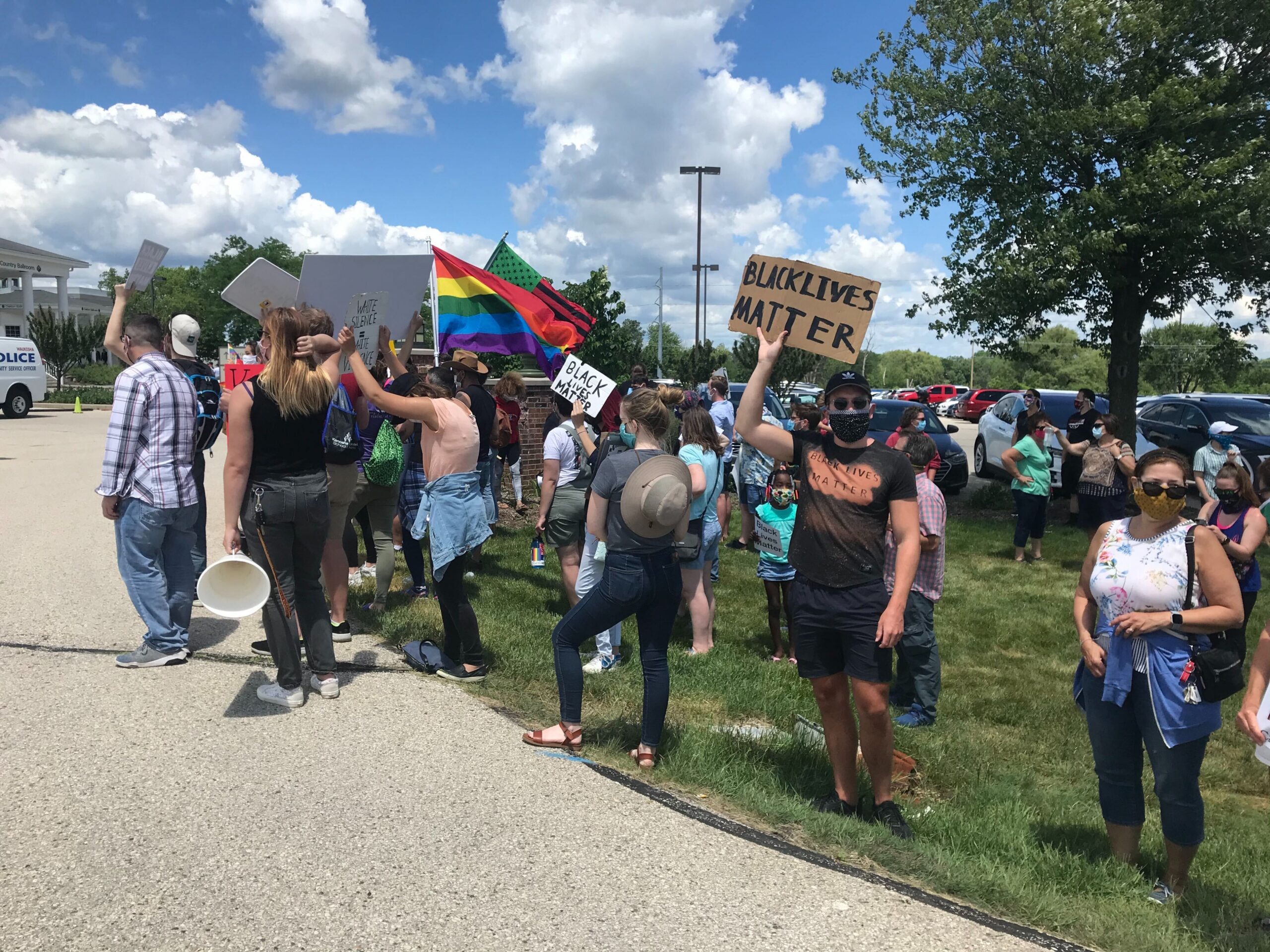 Protesters gather outside The Ingleside Hotel