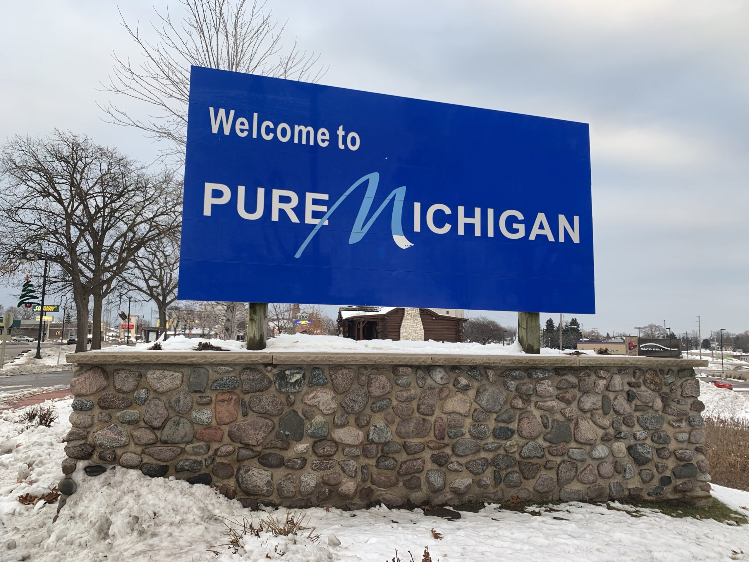 "Welcome to Pure Michigan" sign