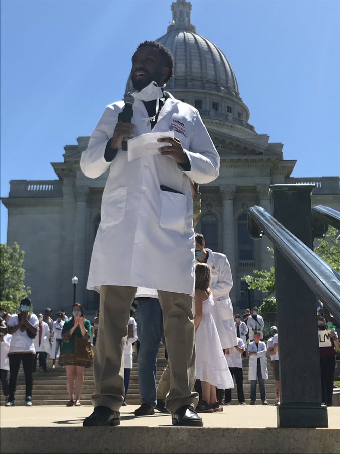 Dr. Patrick Lee at White Coats For Black Lives rally