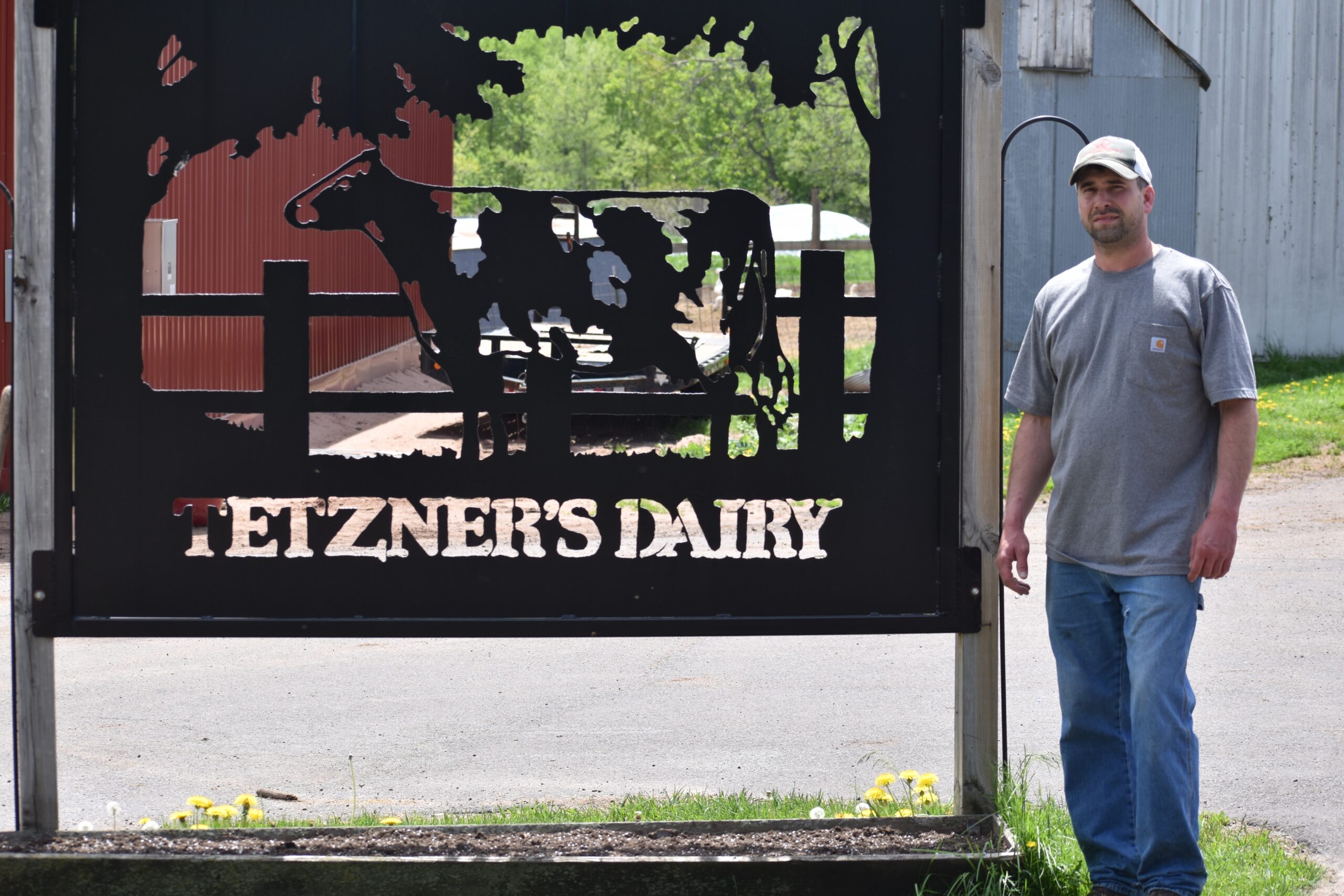 Pete Tetzner with Tetzner's Dairy helps provide milk to area food pantries