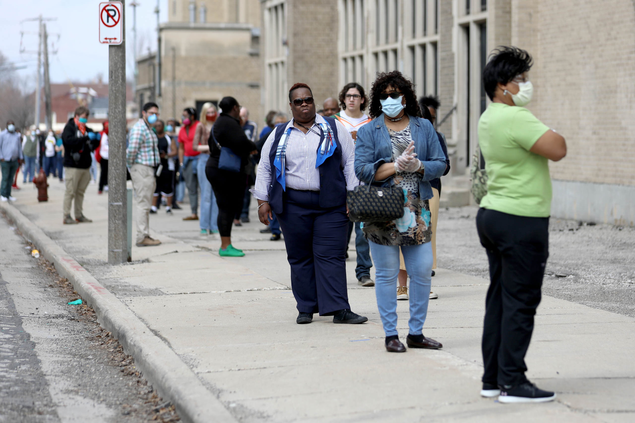 Voters waited for hours in long lines to vote in Milwaukee on April 7, 2020