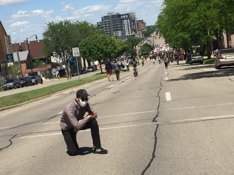 Ziyad Sultan at the May 30, 2020, demonstration in Madison against the death of George Floyd