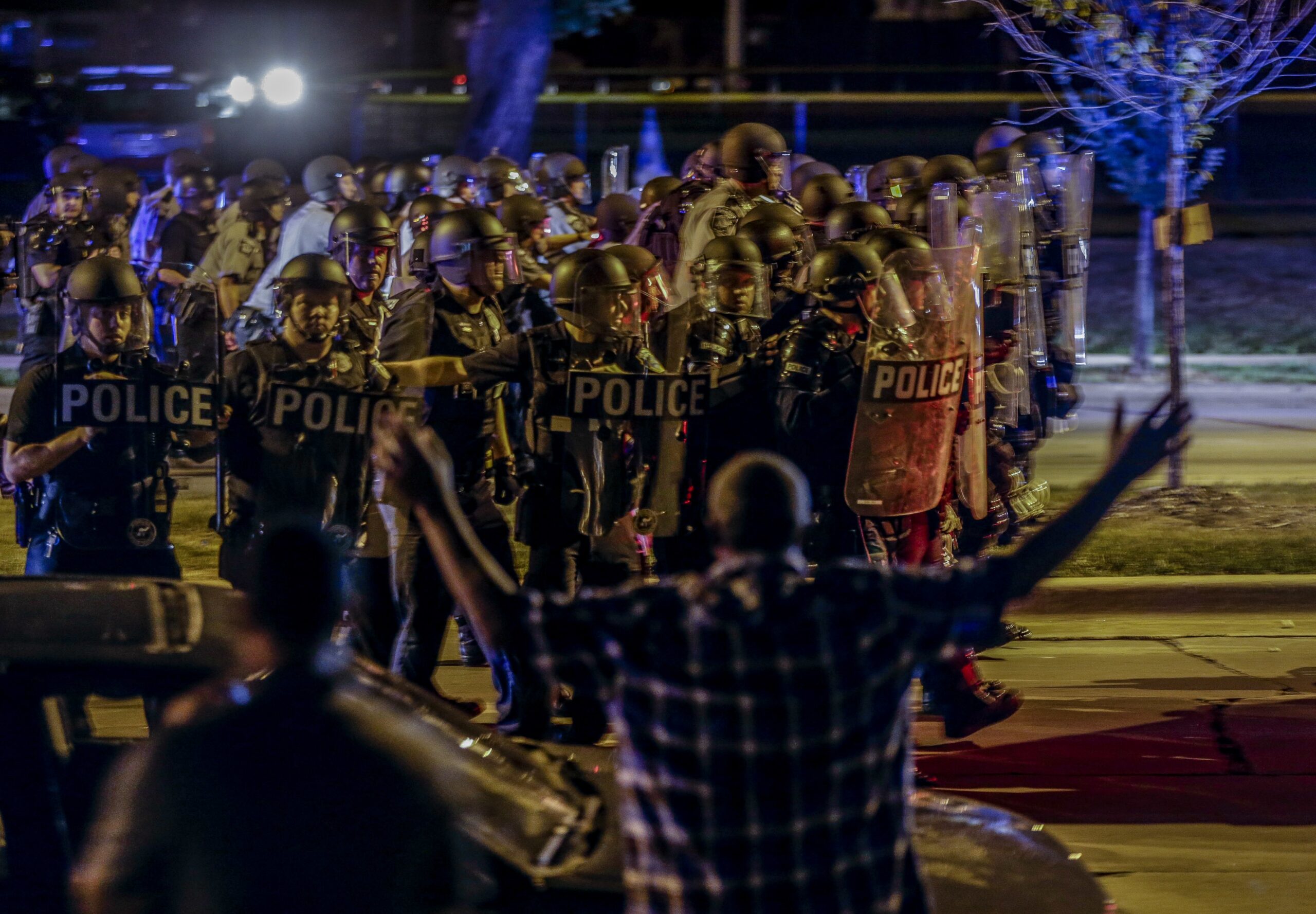 Protesters and police stand-off in Milwaukee in 2016