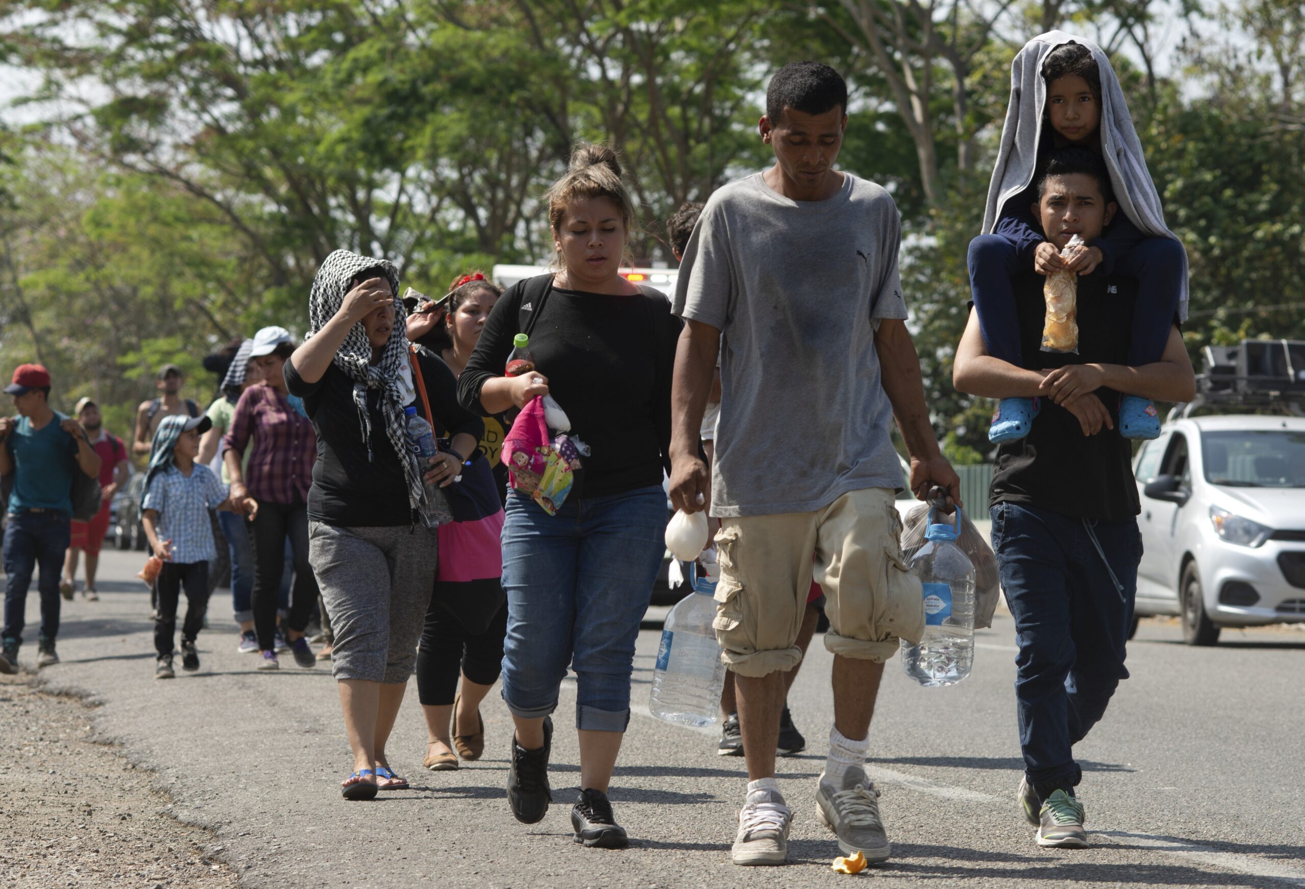 Central American migrants, part of the caravan hoping to reach the U.S. border