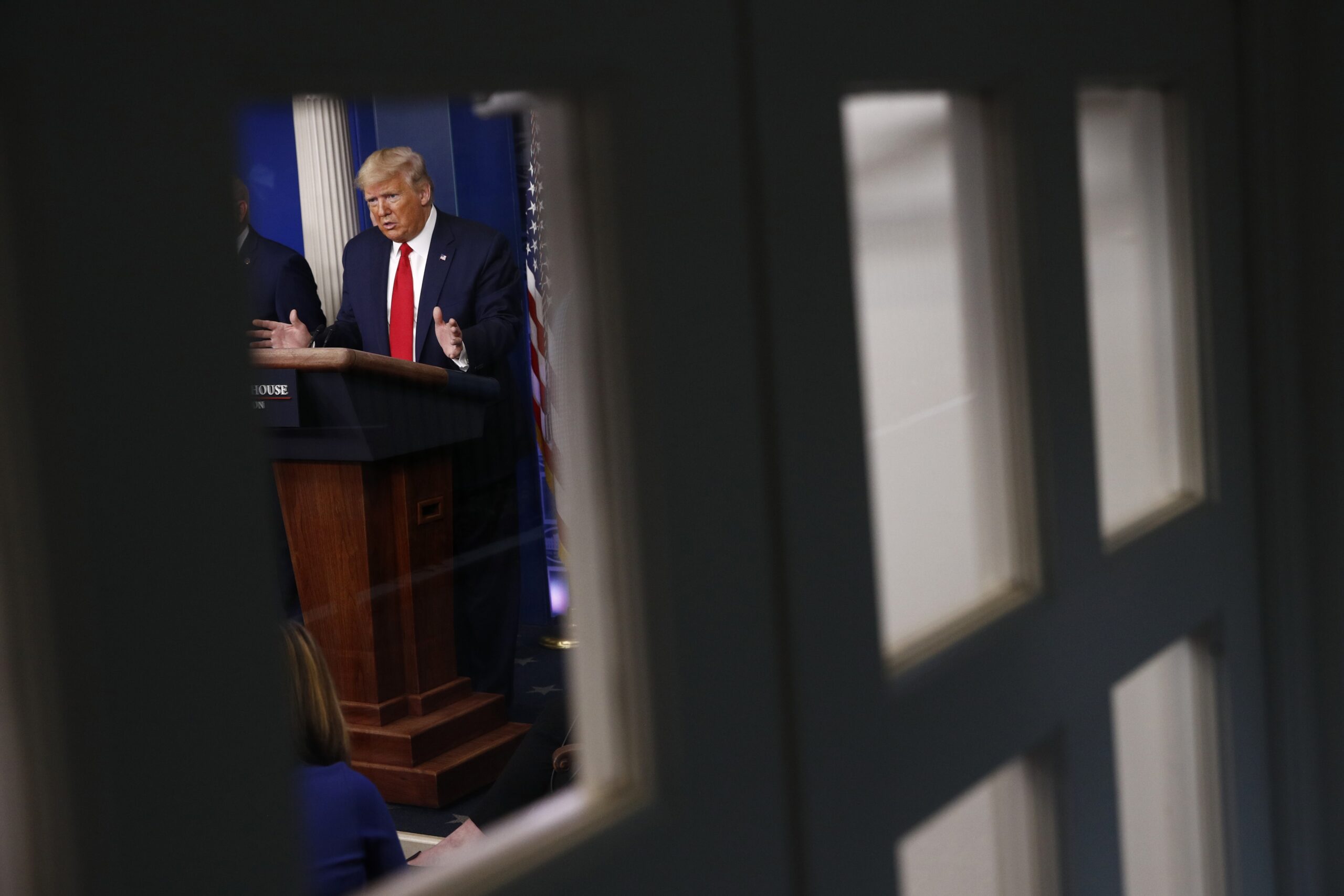 President Donald Trump speaks during a coronavirus task force briefing at the White House