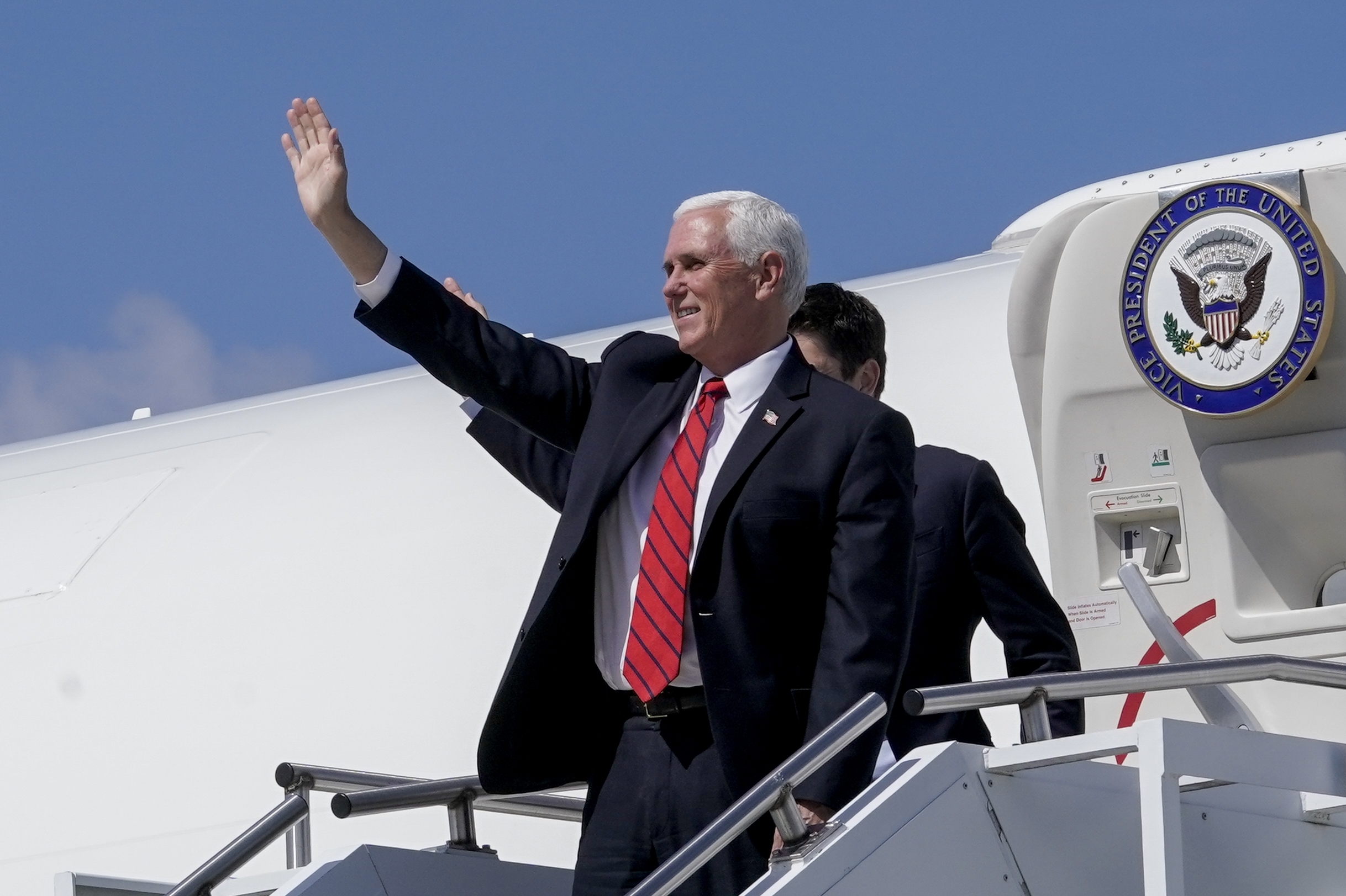 Vice President Mike Pence arrives at Mitchell Field