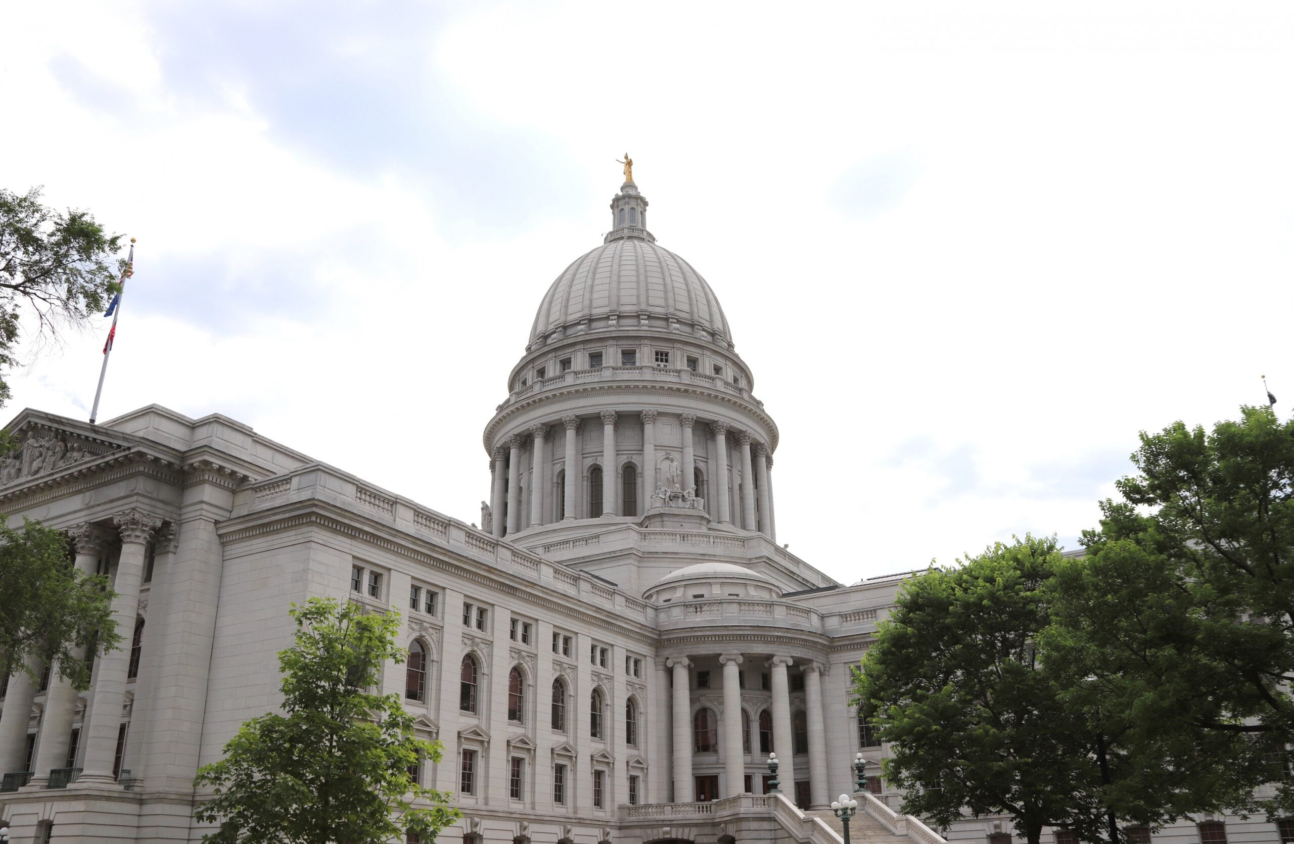 The eastern view of the Wisconsin State Capitol in Madison