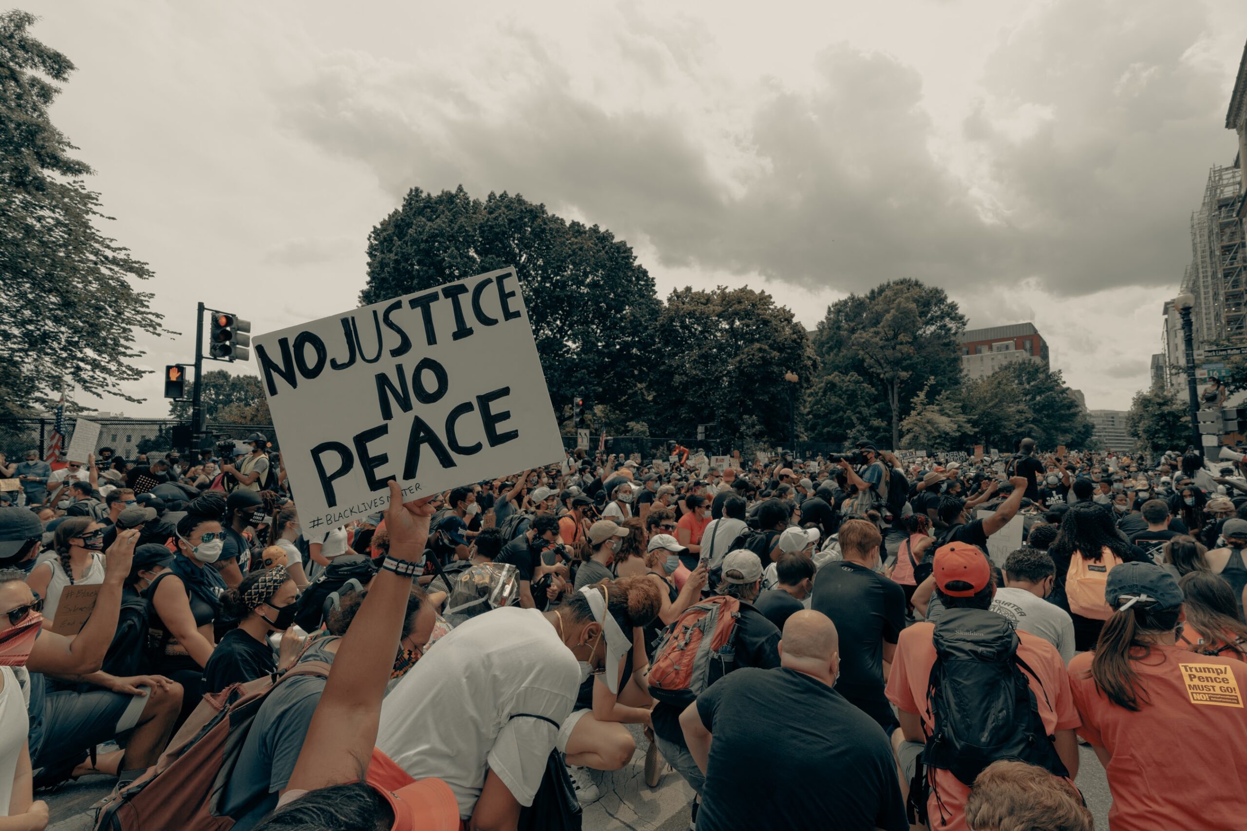 Protesters kneel during a Black Lives Matter demonstration