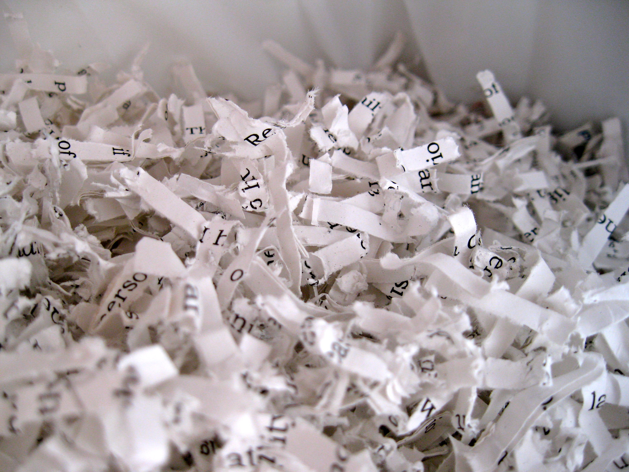 A close up shot of a pile of shredded paper.