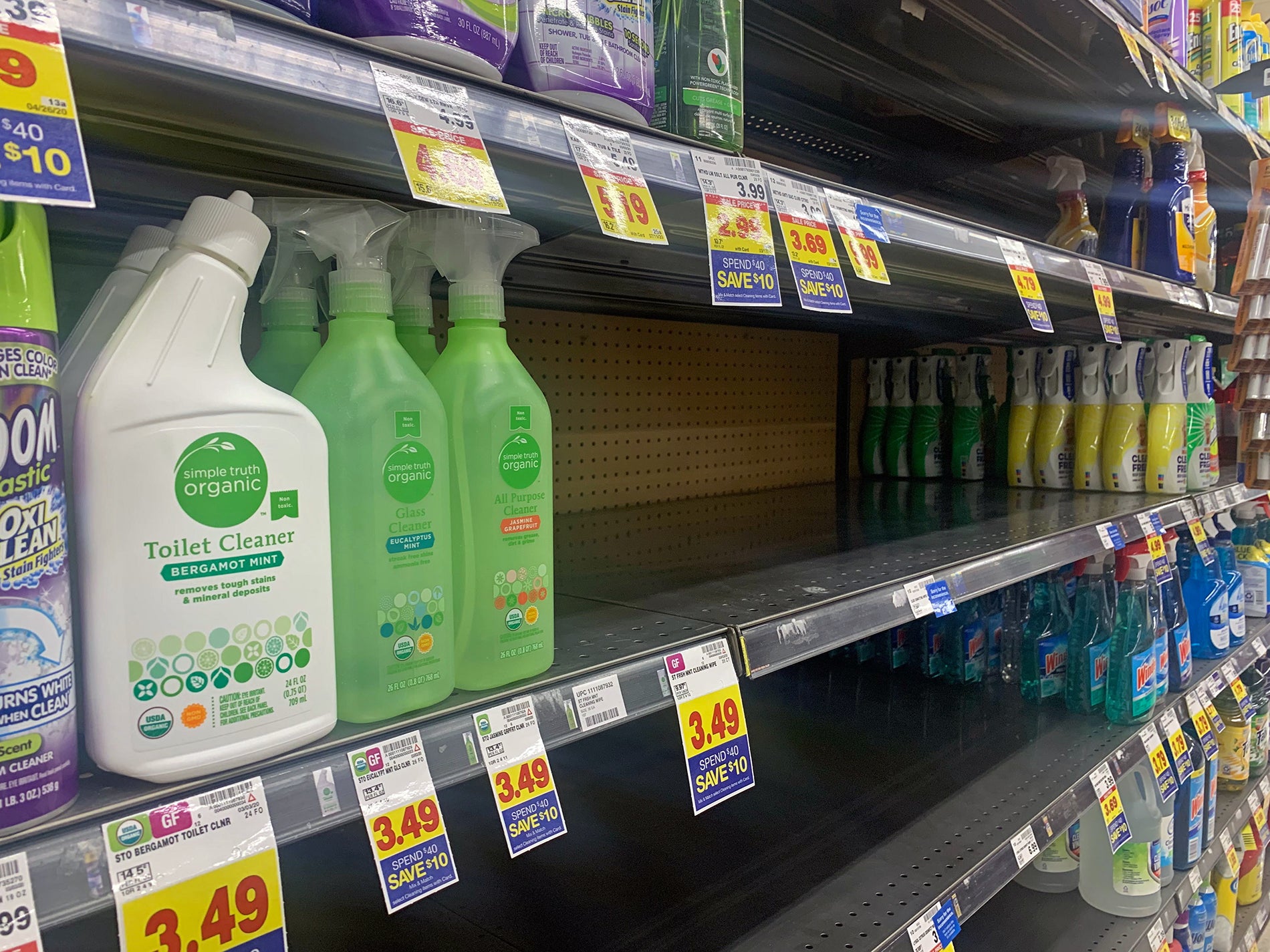 Cleaning supplies shelves at Metro Market on North Van Buren Street in Downtown Milwaukee