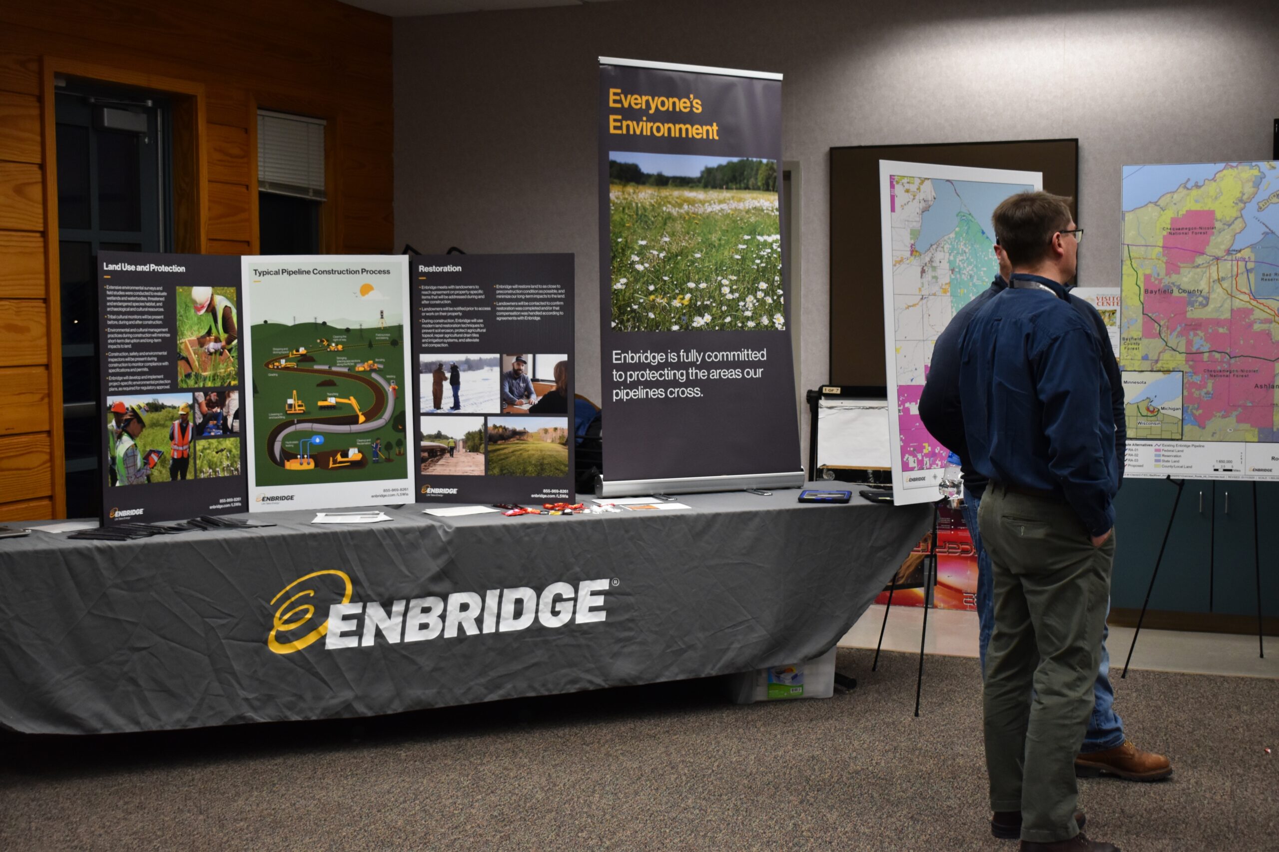 Enbridge displays its process and plans for constructing a Line 5 reroute in northern Wisconsin