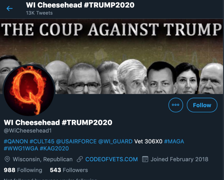 This Twitter account, allegedly based in Wisconsin, promotes President Donald Trump and trafficks in false information