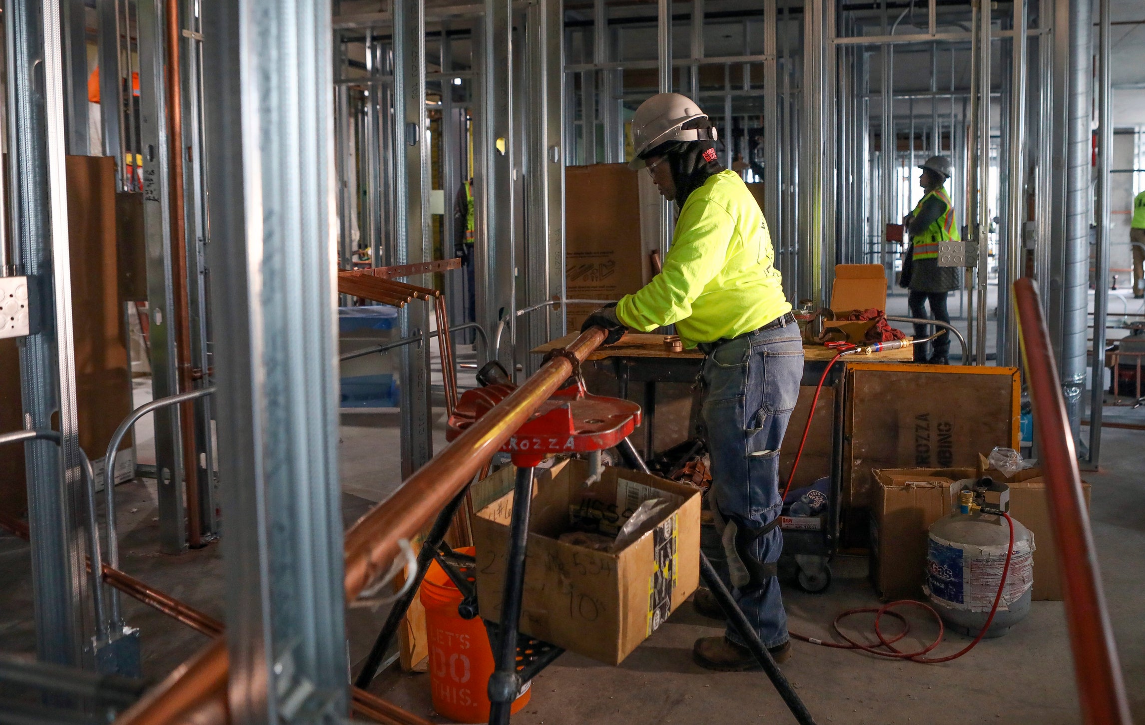 Woman working on construction site
