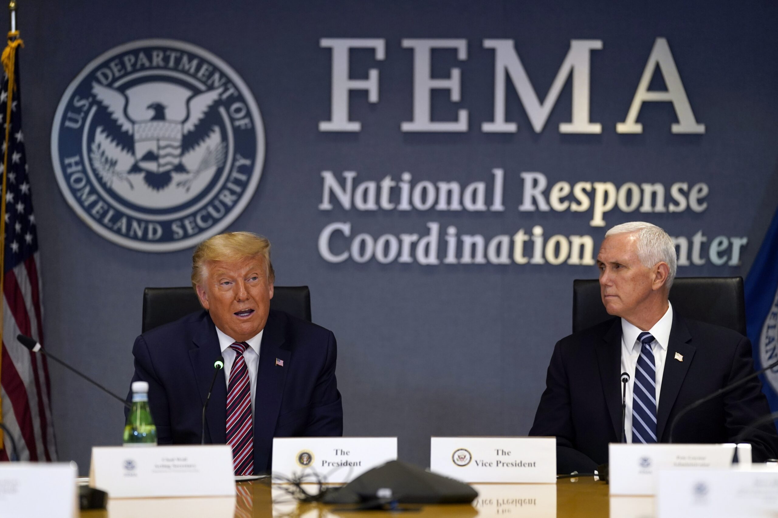 President Donald Trump at FEMA headquarters
