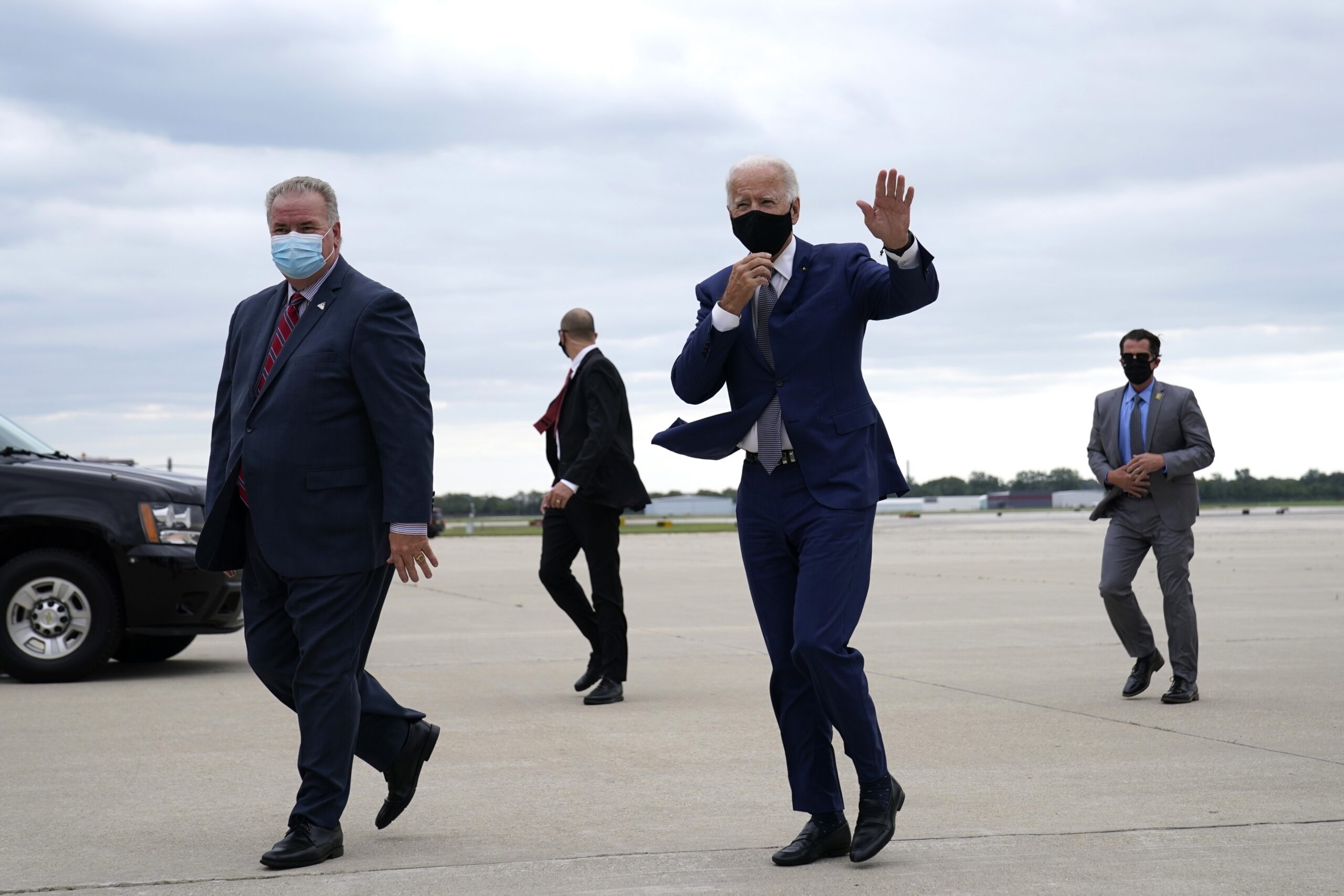 Joe Biden arrives at General Mitchell International Airport