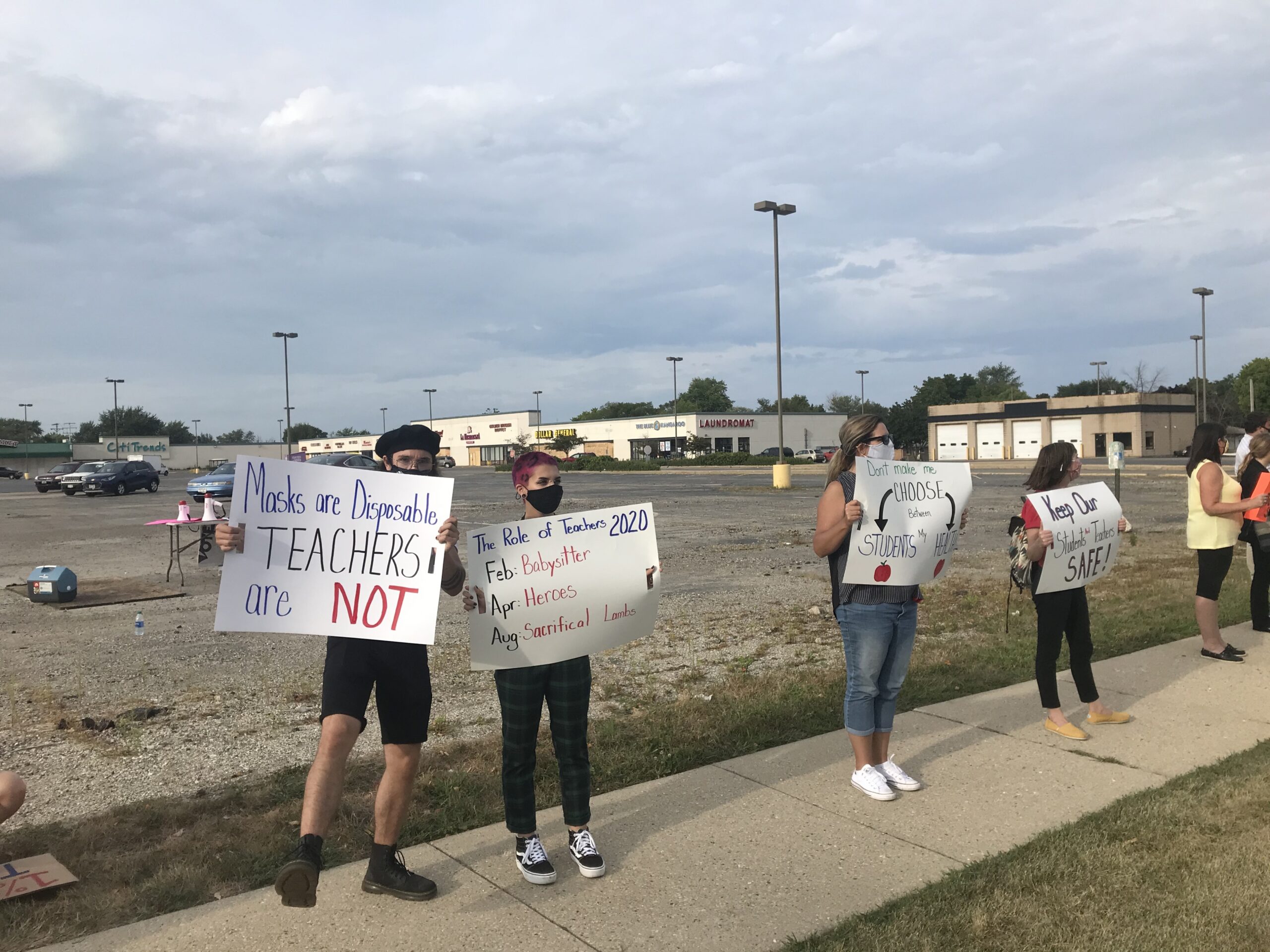 Teachers and other community members protested in-person instruction in Kenosha
