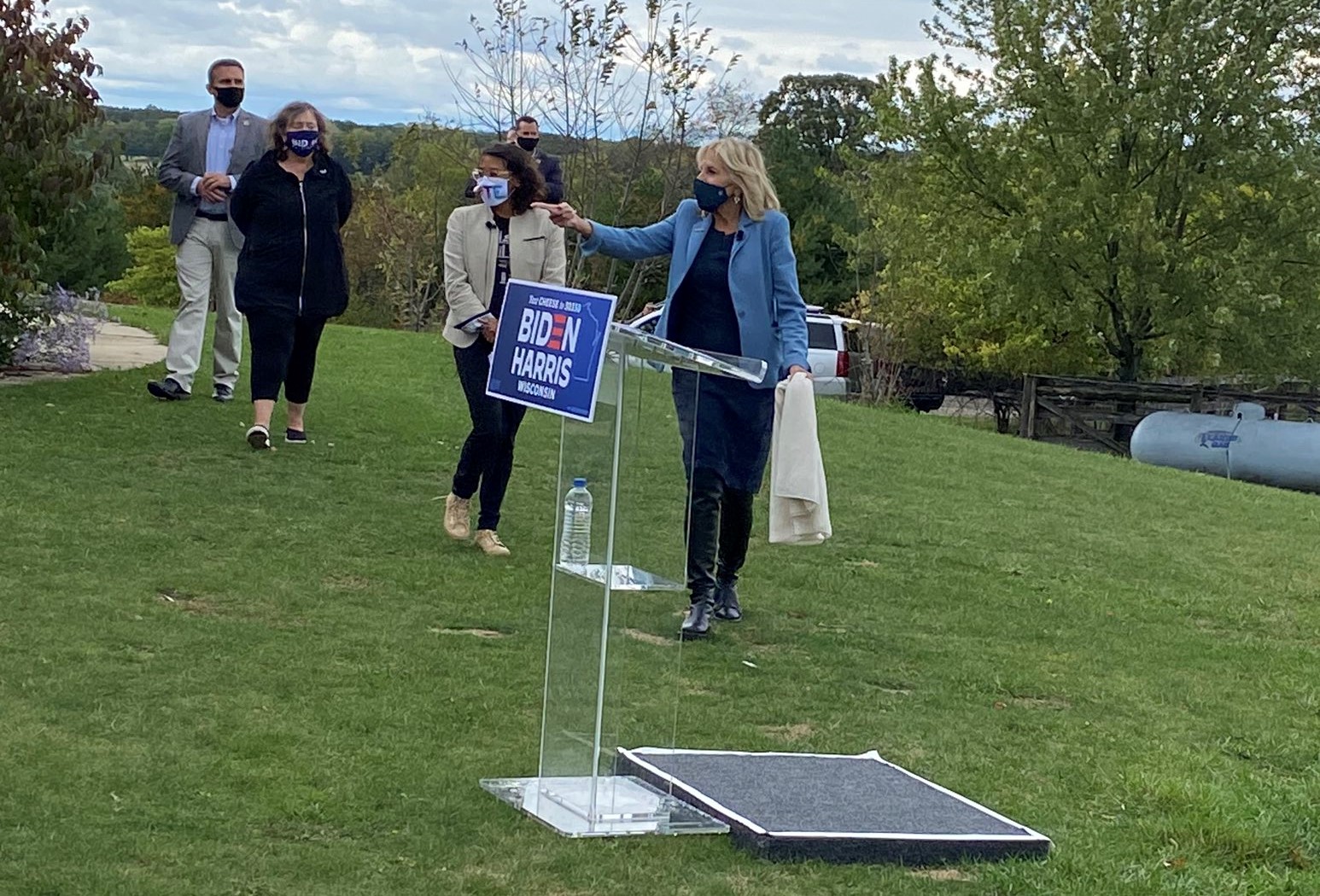Former Second Lady Jill Biden made a stop in Eagle, Wisconsin, on Monday, Sept. 28