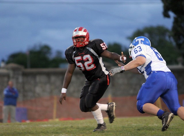 high school football players on the field