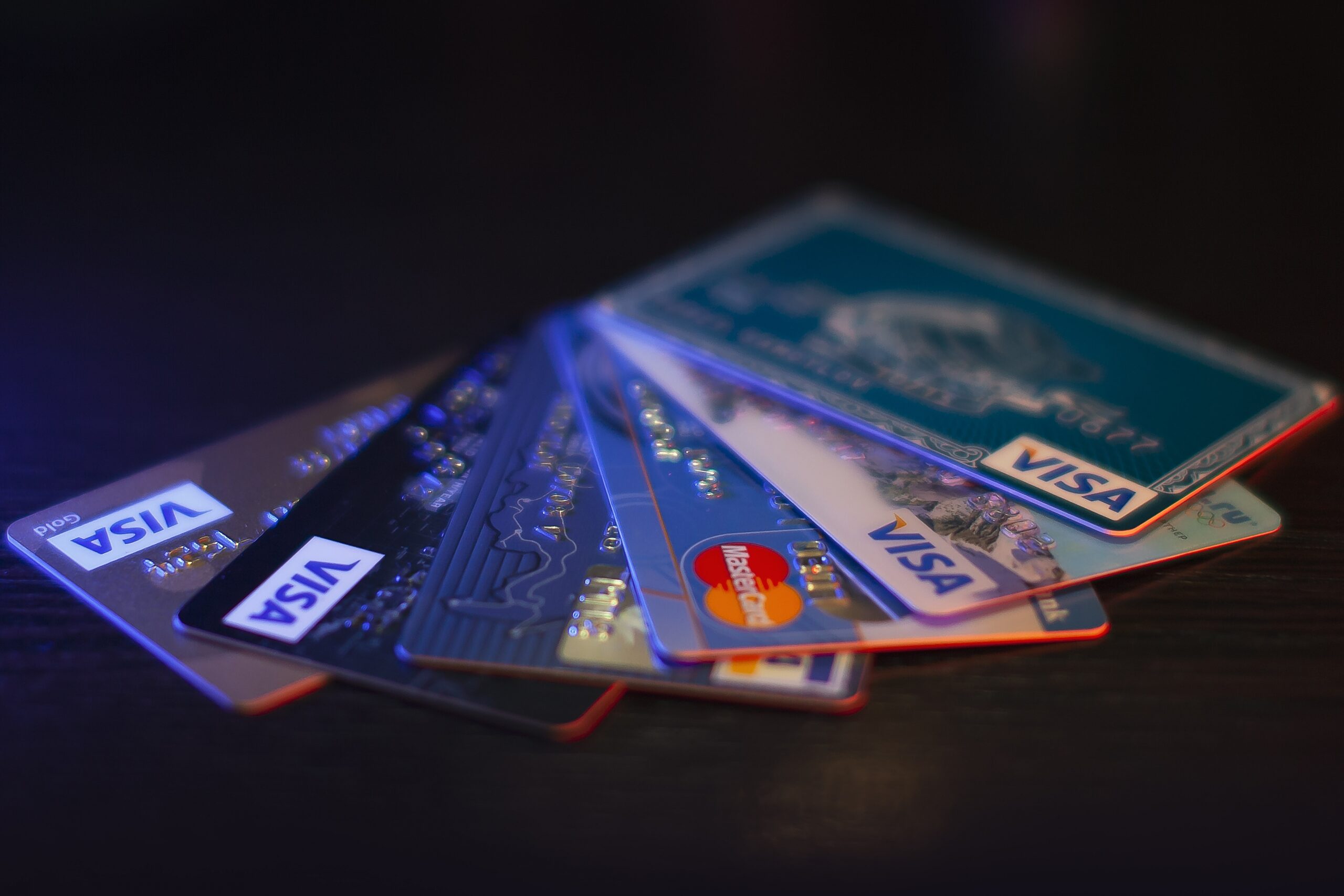 An assortment of credit cards.
