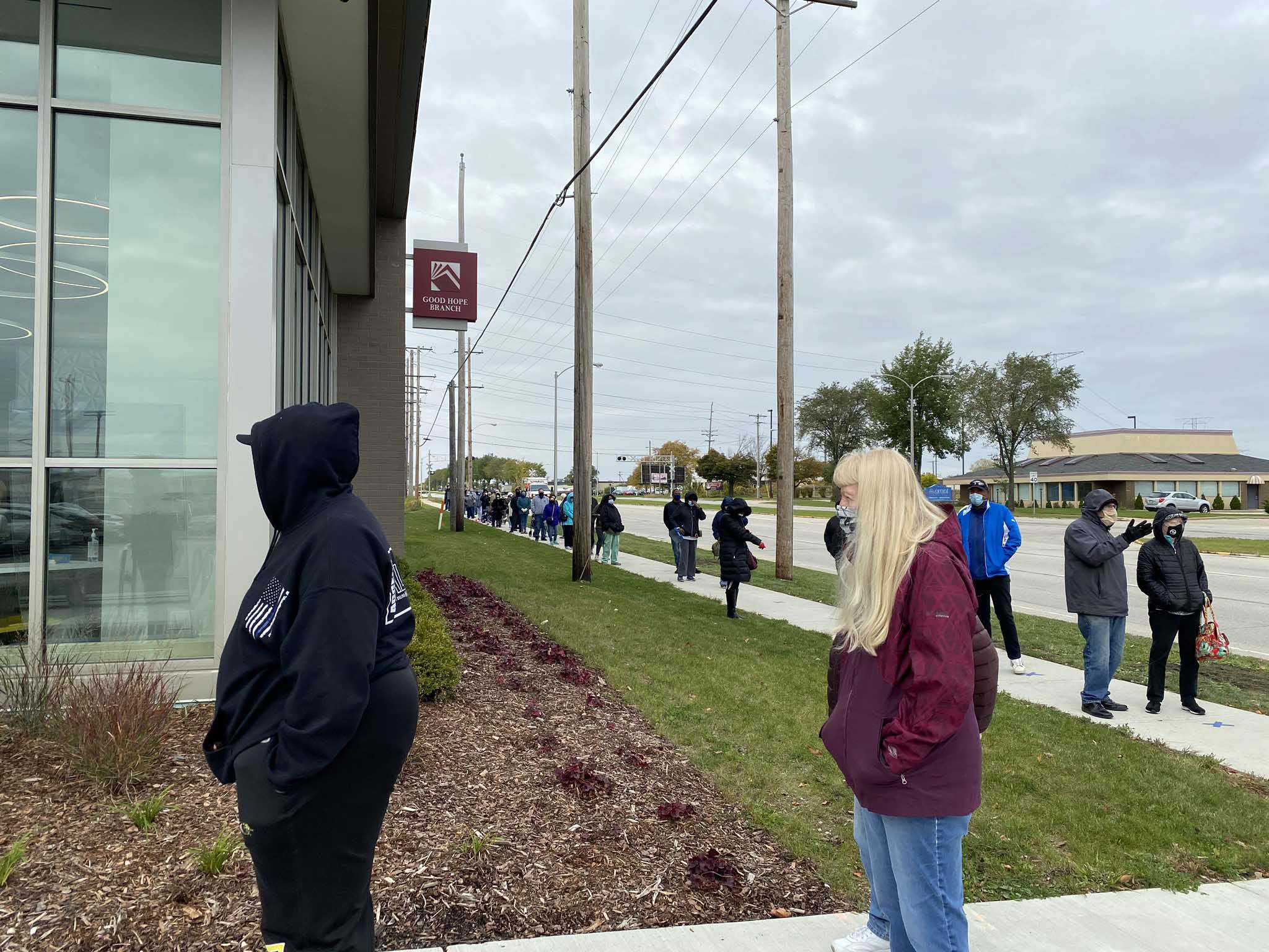 Voters at Good Hope Library in Milwaukee