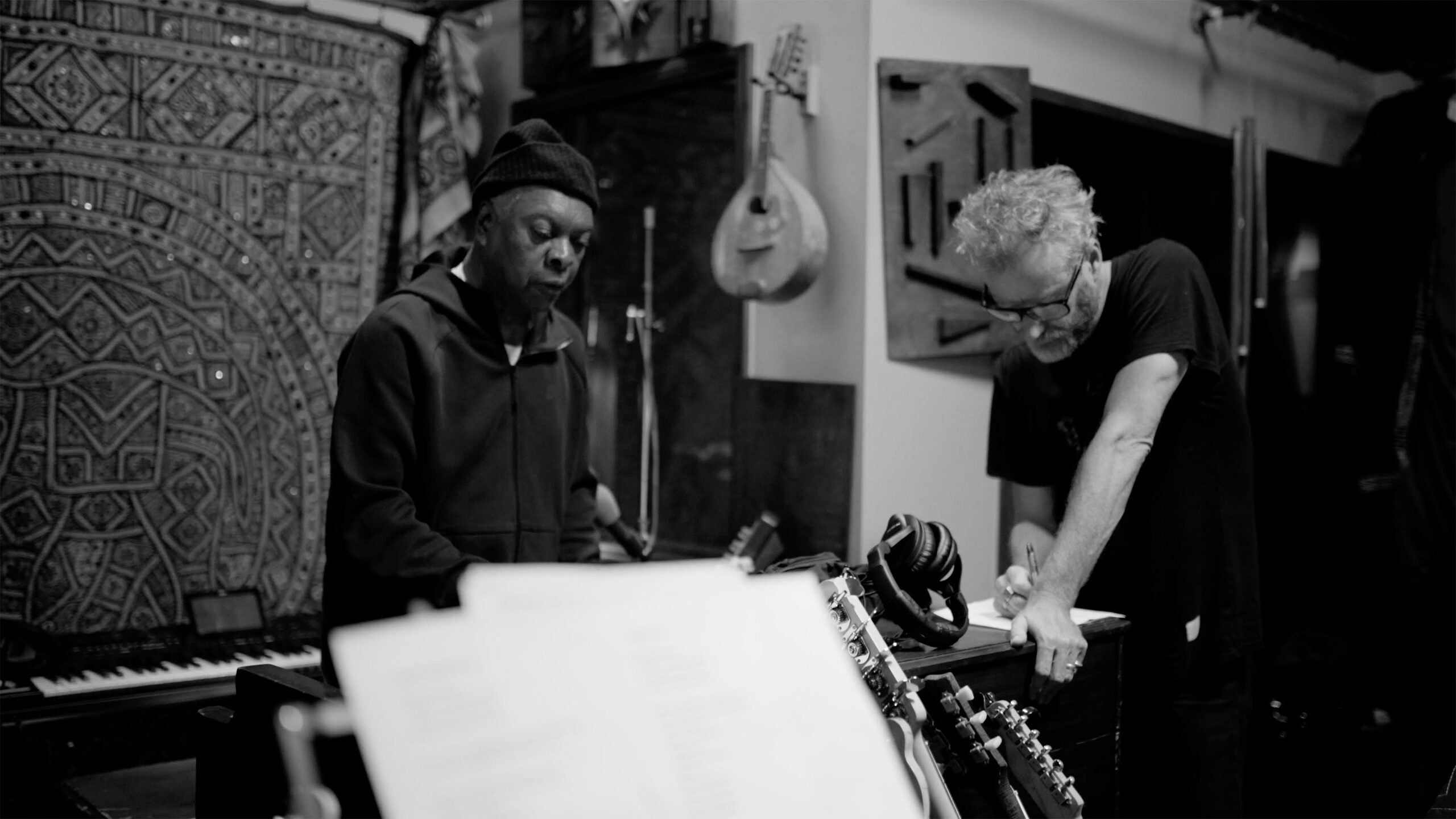 Booker T. Jones (left) and Matt Berninger in the studio during the