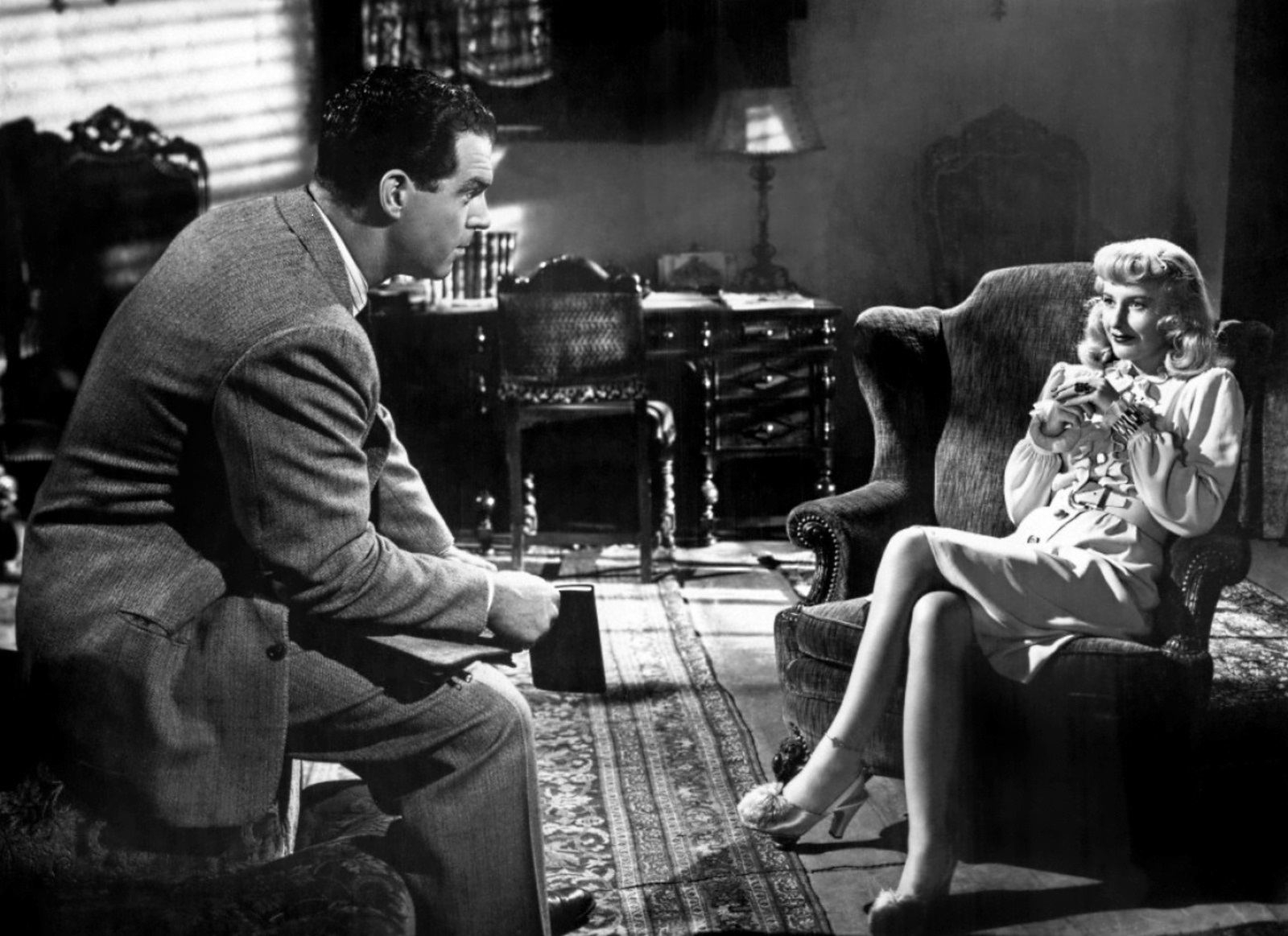 Fred MacMurray and Barbara Stanwyck in a promotional still from the 1944 film, "Double Indemnity"44 film, "Double Indemnity