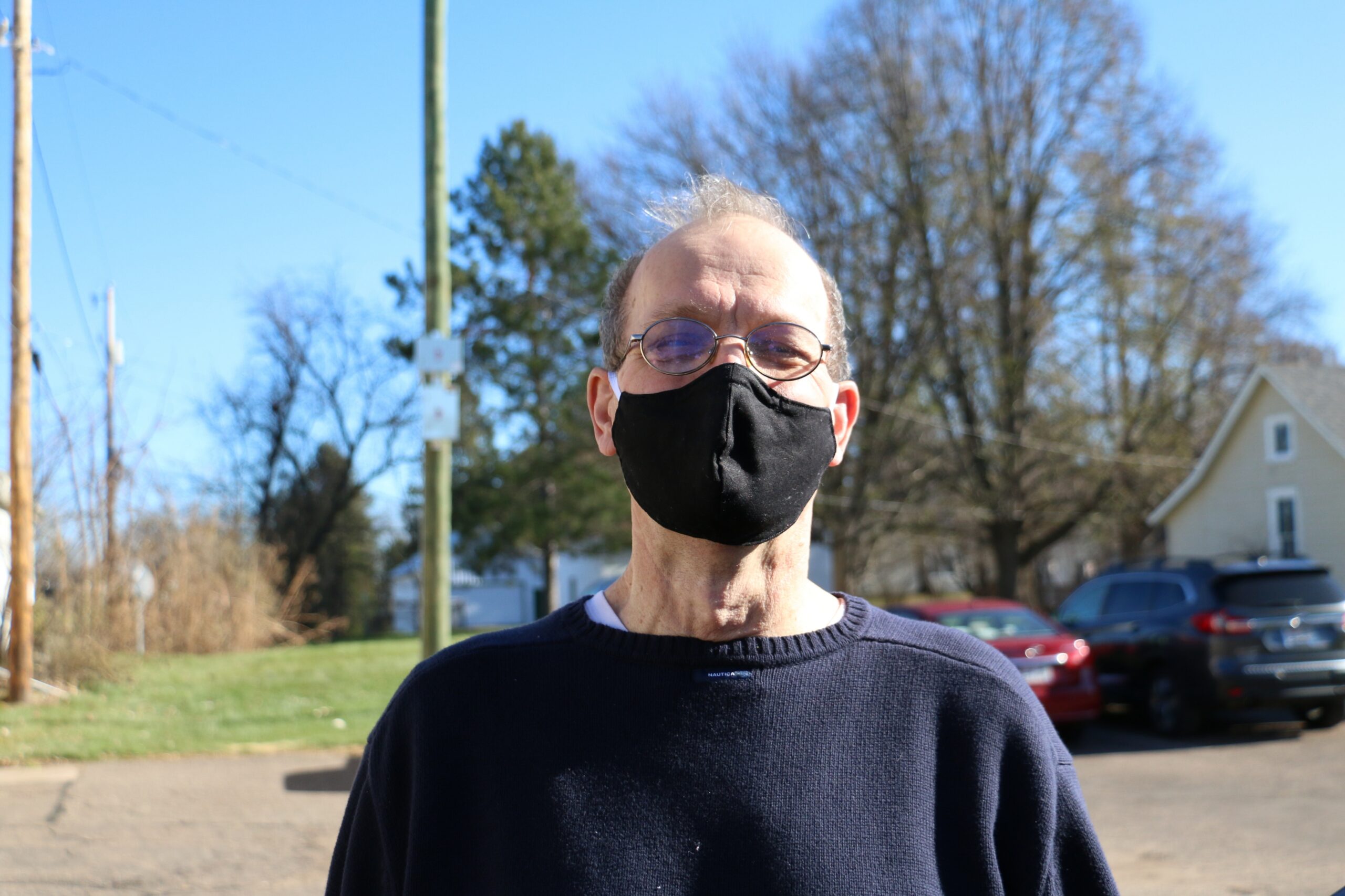 Alan Millen outside the Fall Creek Public Library polling place