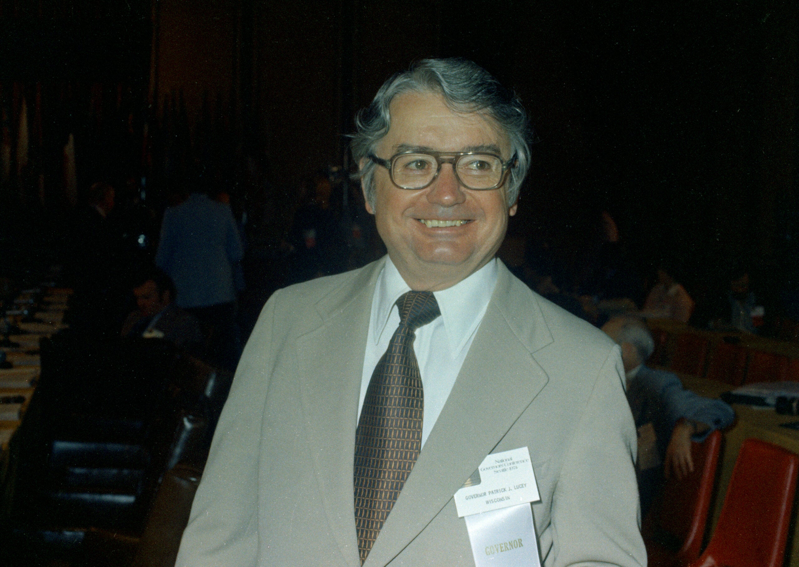 Governor Patrick Lucey at a conference