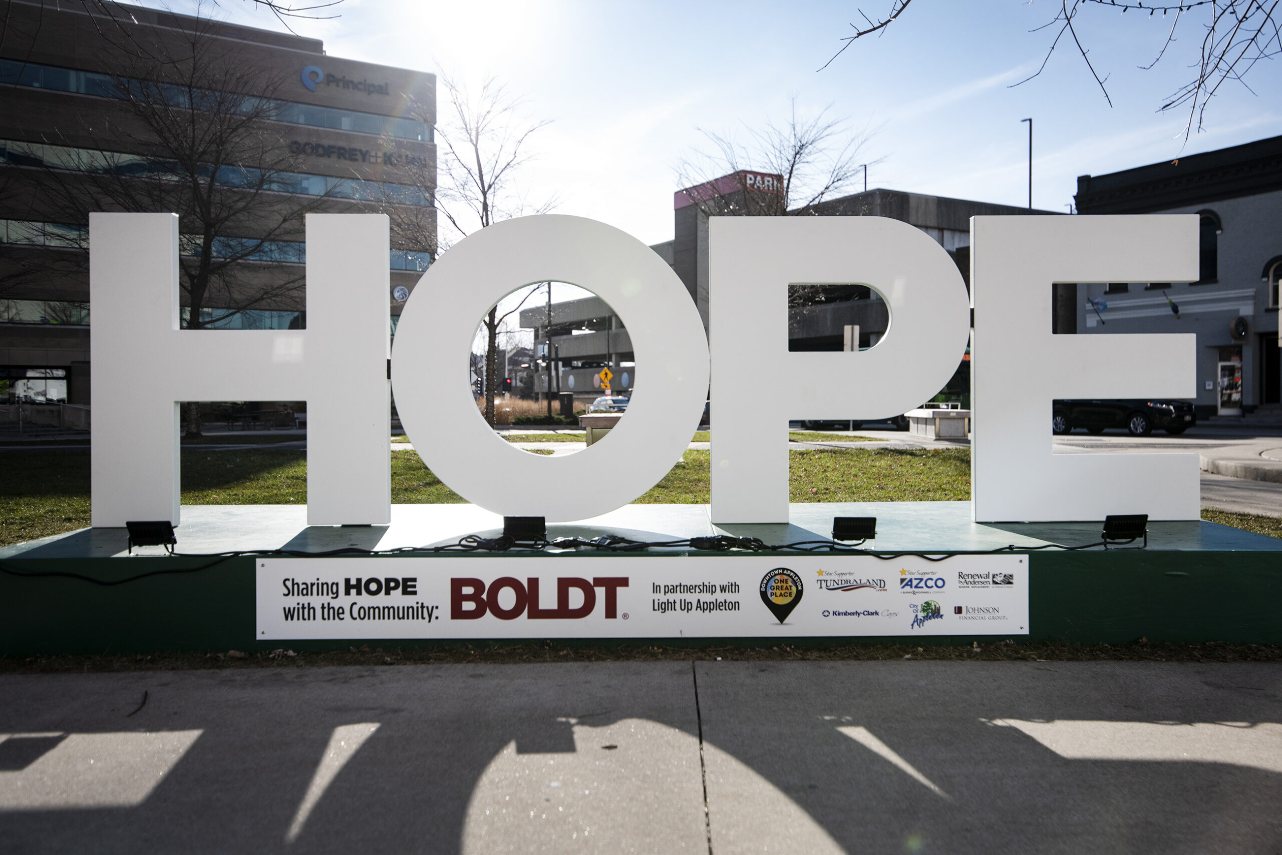 large white letters spell out the word "HOPE"