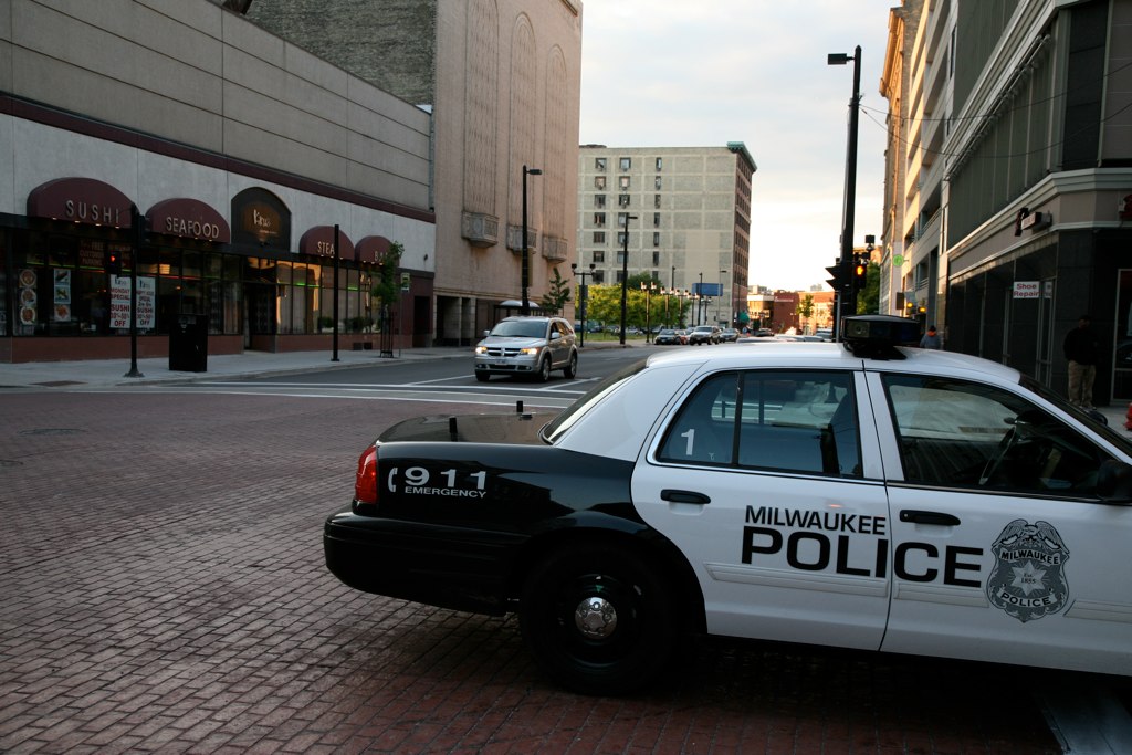 A police car in downtown Milwaukee