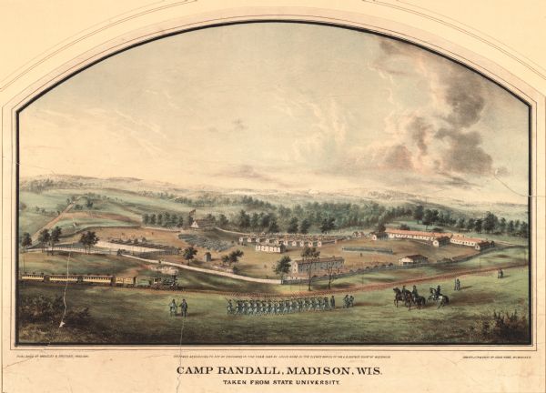 Lithograph of Camp Randall during the Civil War