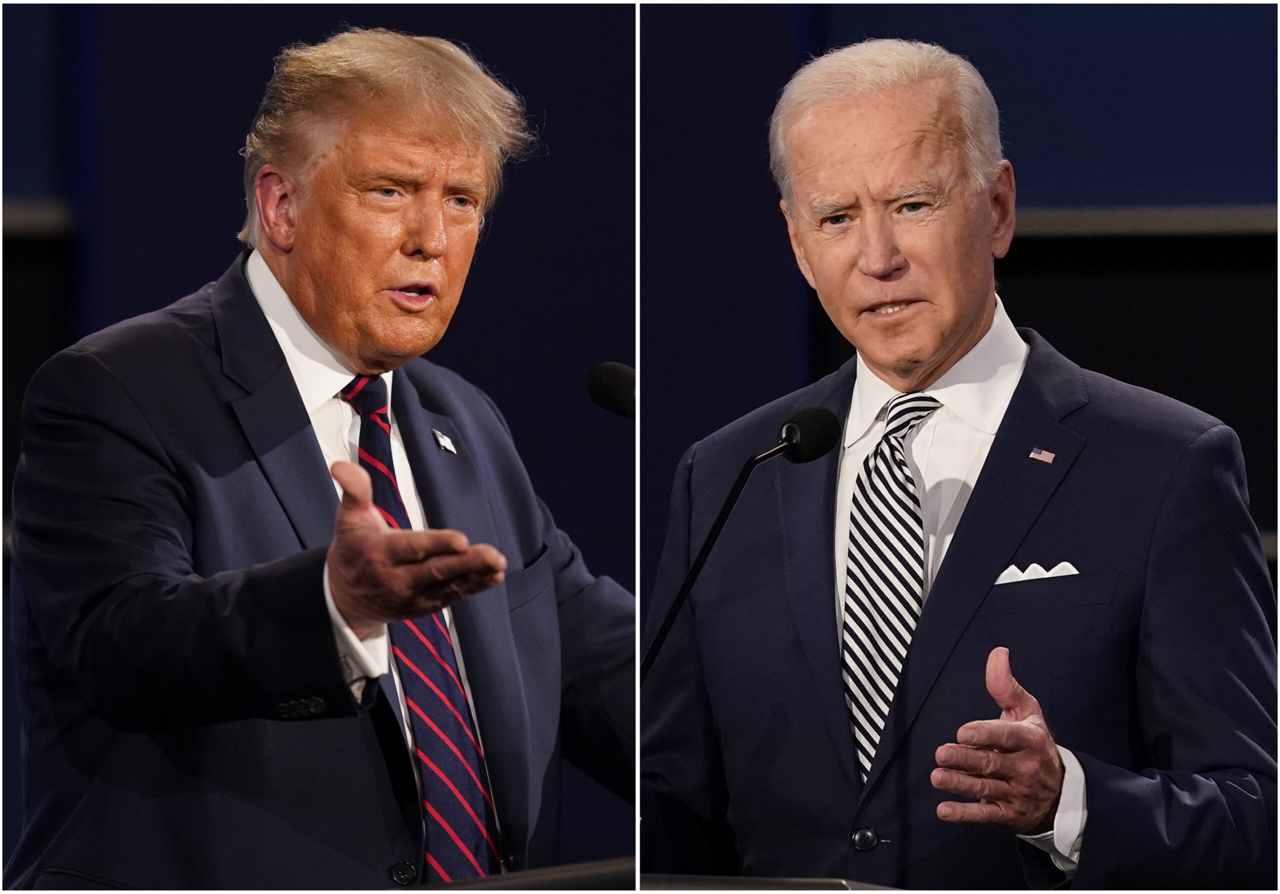 President Donald Trump, left, and former Vice President Joe Biden