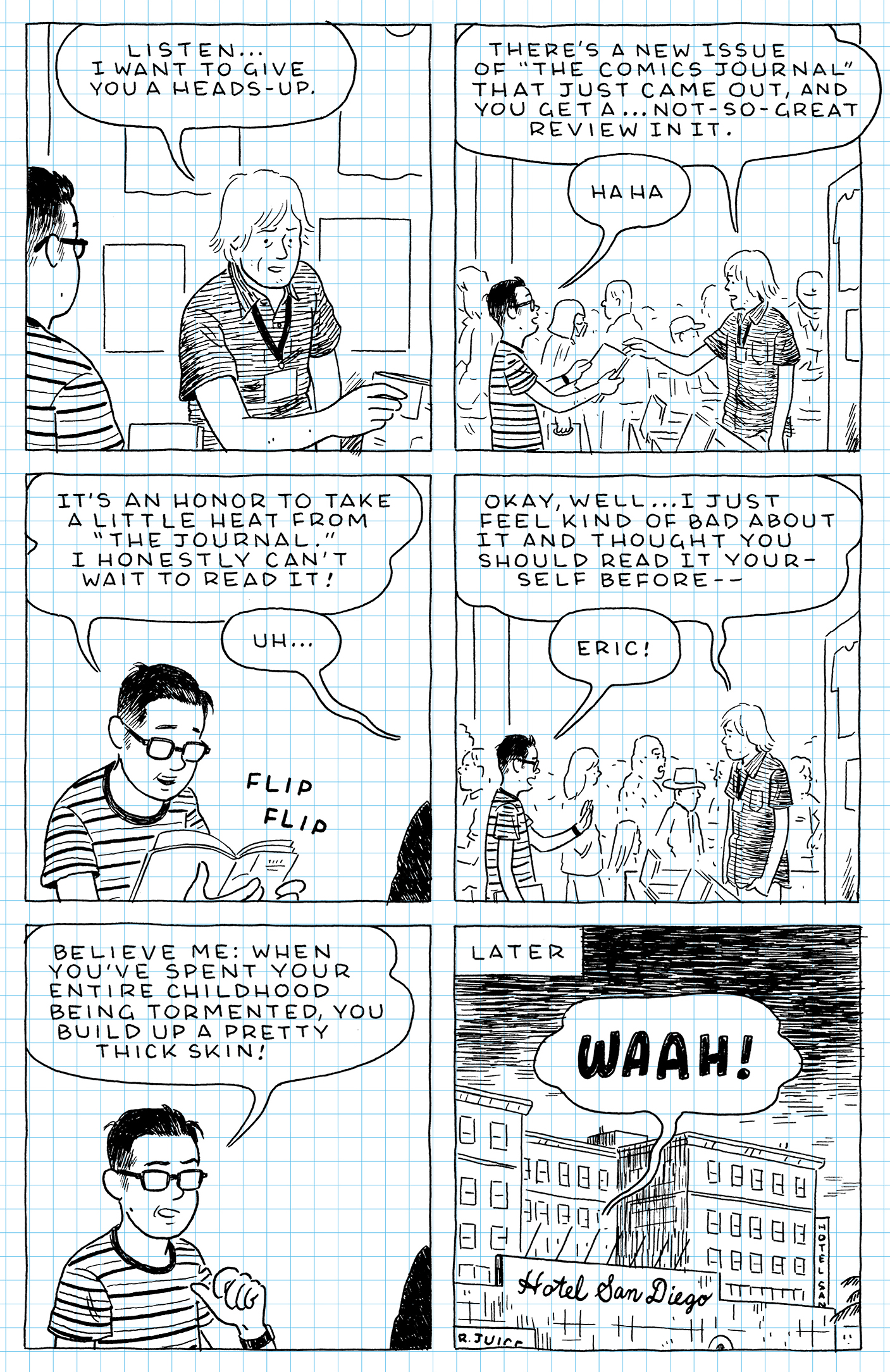 a page from Adrian Tomine's graphic memoir, 