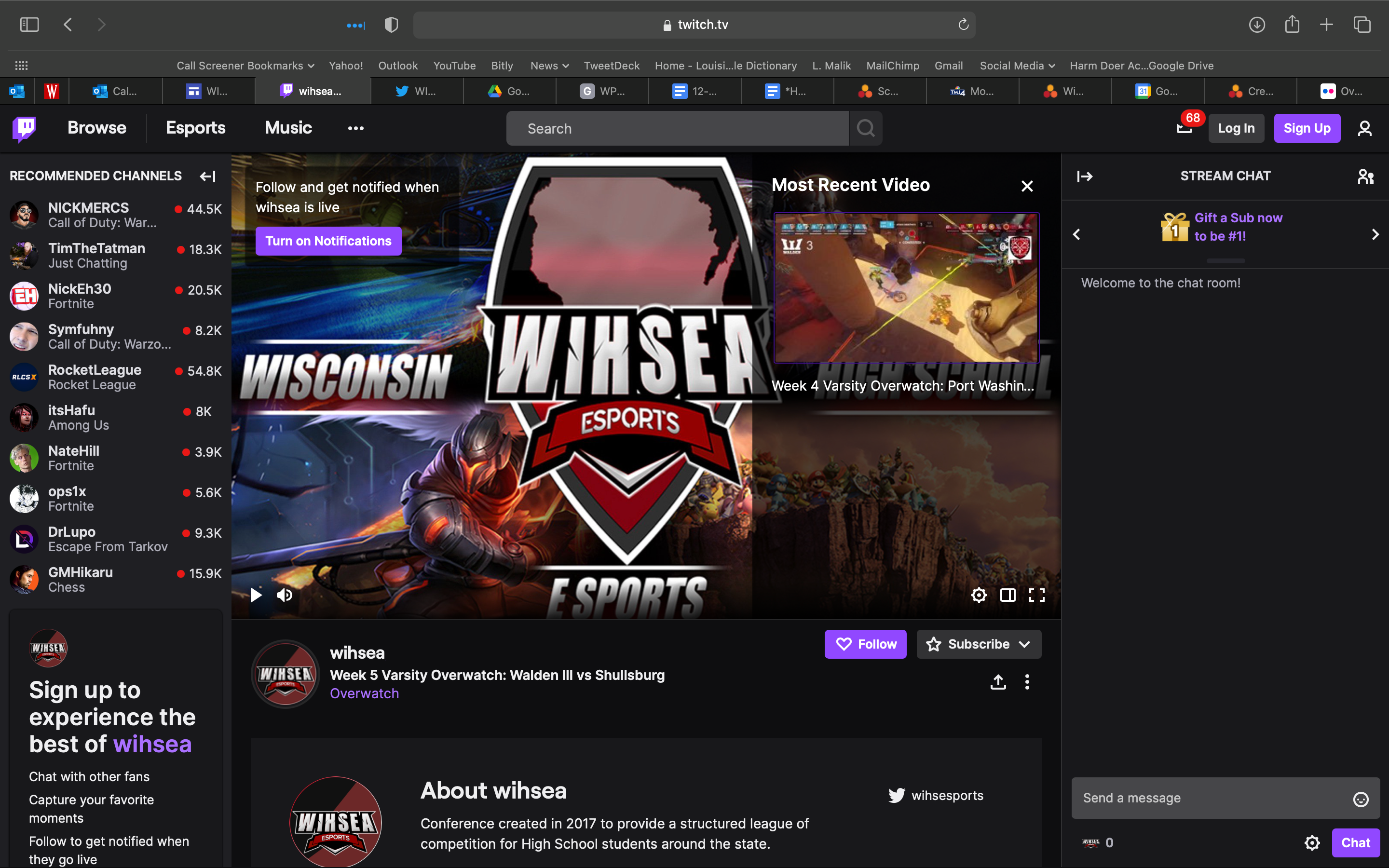 Wisconsin High School Esports Association's Twitch