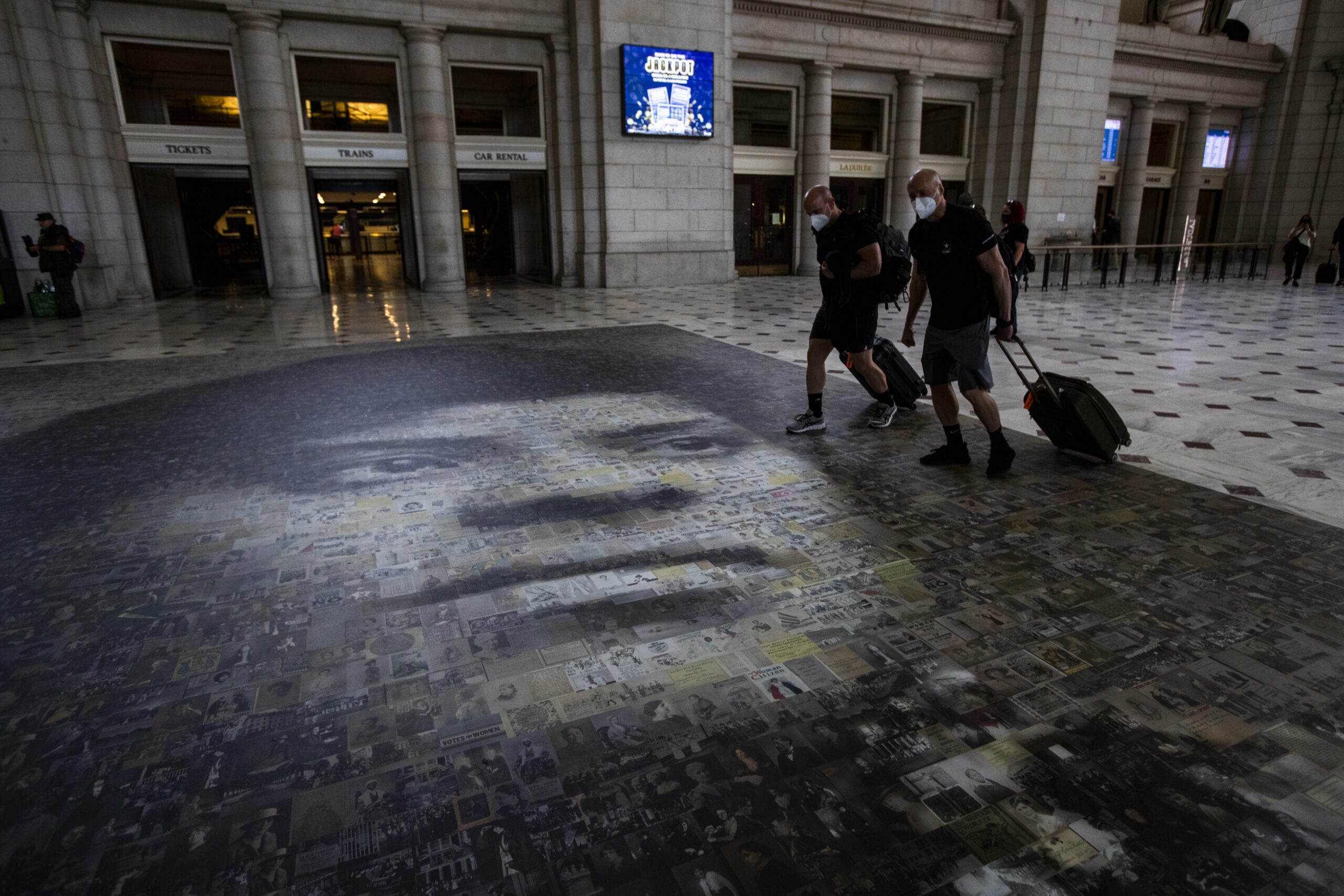 A mosaic of Ida B. Wells on the floor of Washington's Union Station