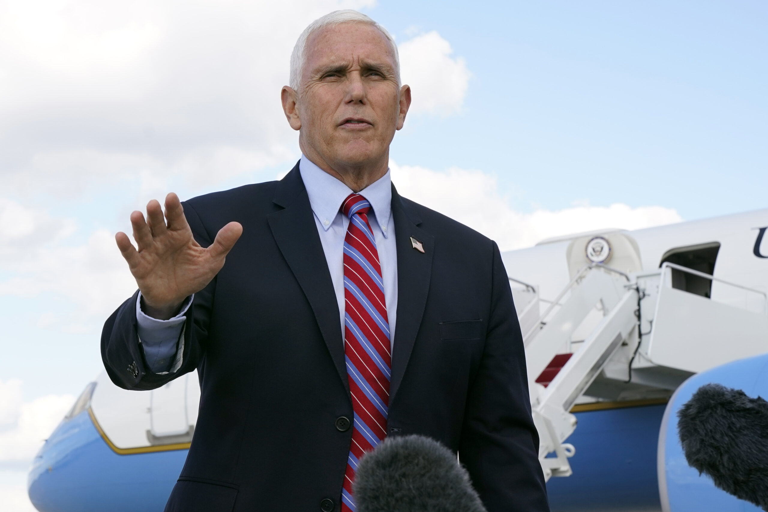 Vice President Mike Pence speaks to members of the media