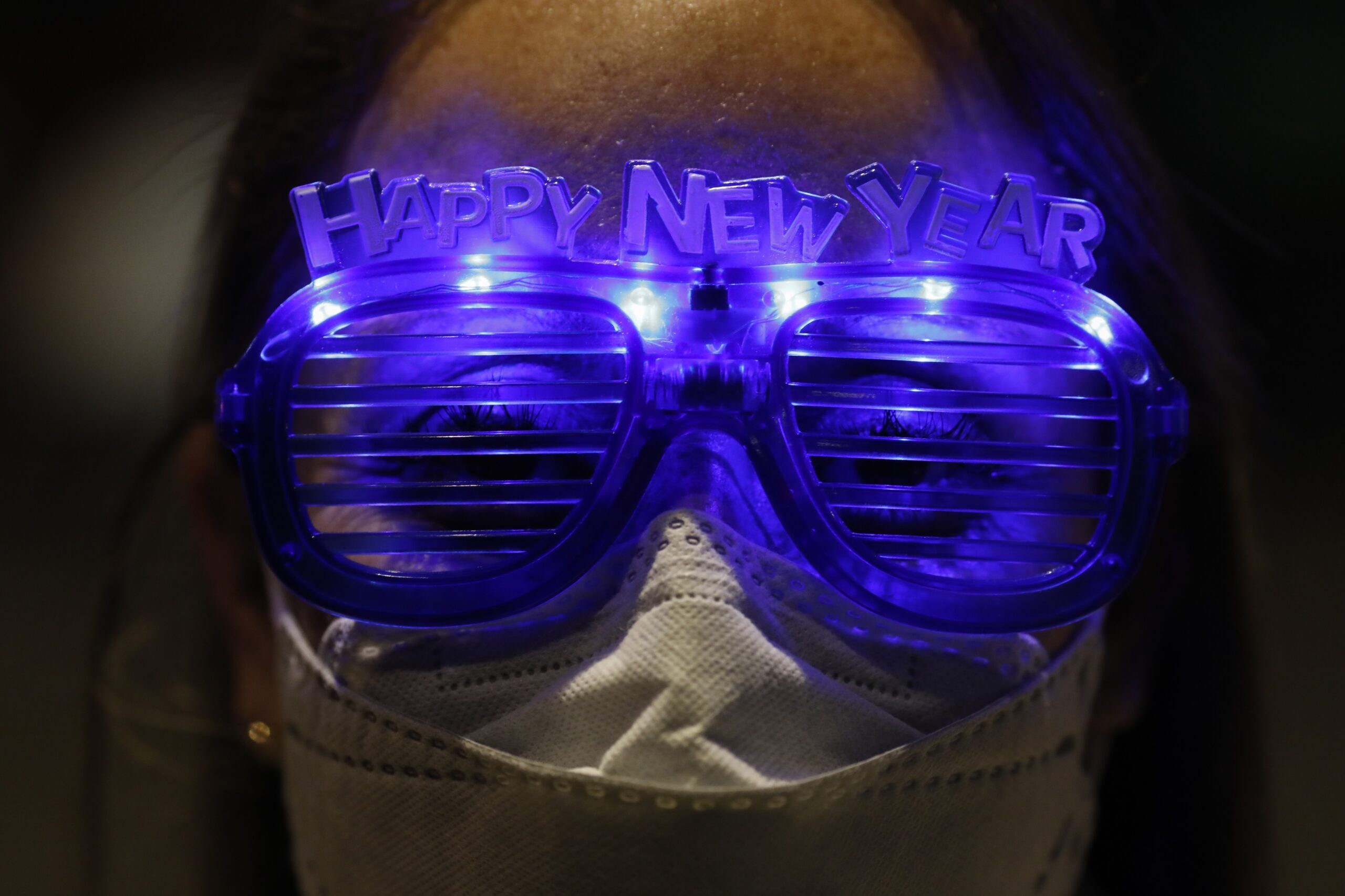 Alejandra Paiz wears festive glasses as the group marks New Year's Eve