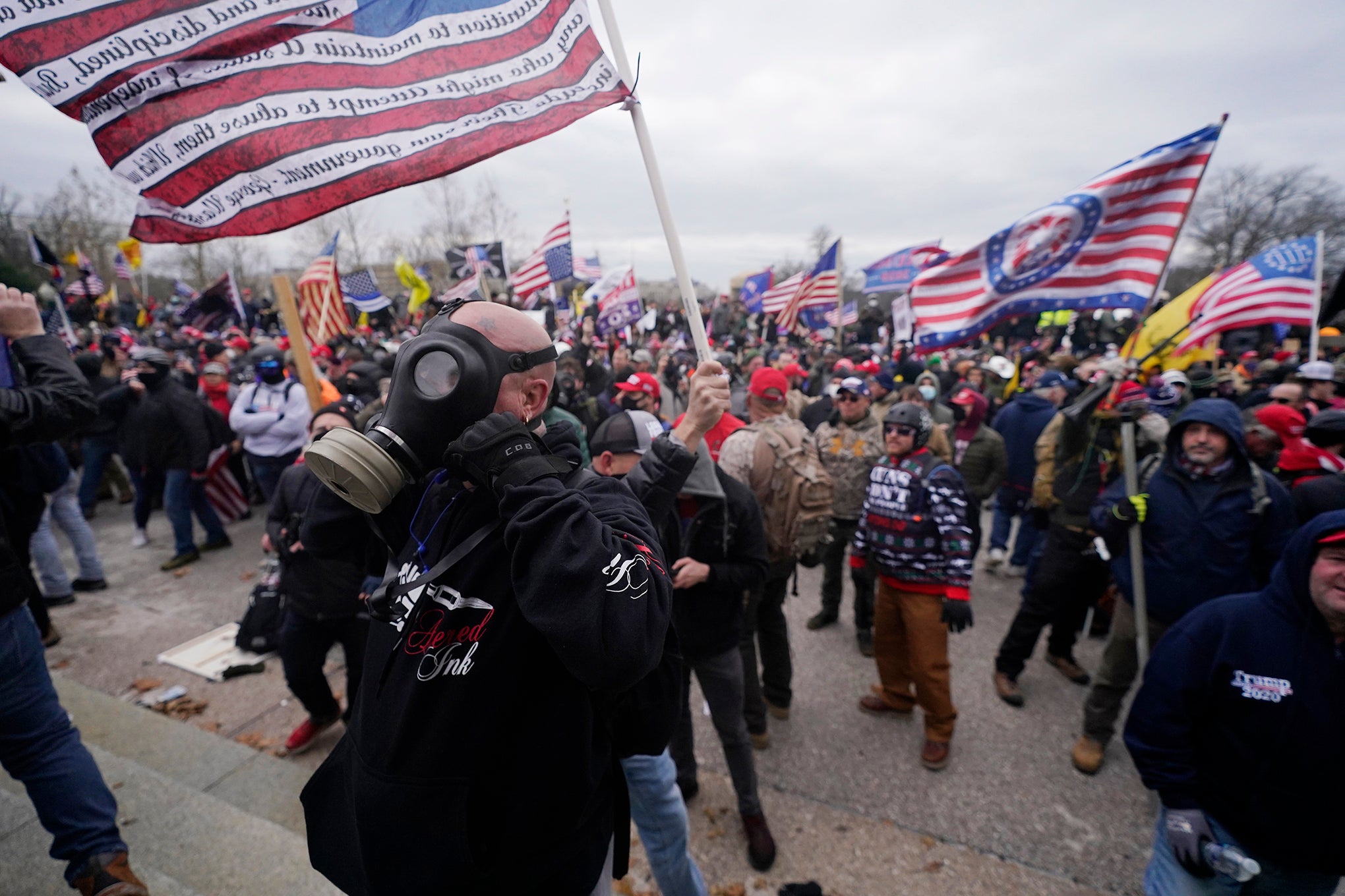 Trump supporters gather outside the Capitol, Wednesday, Jan. 6, 2021, in Washington