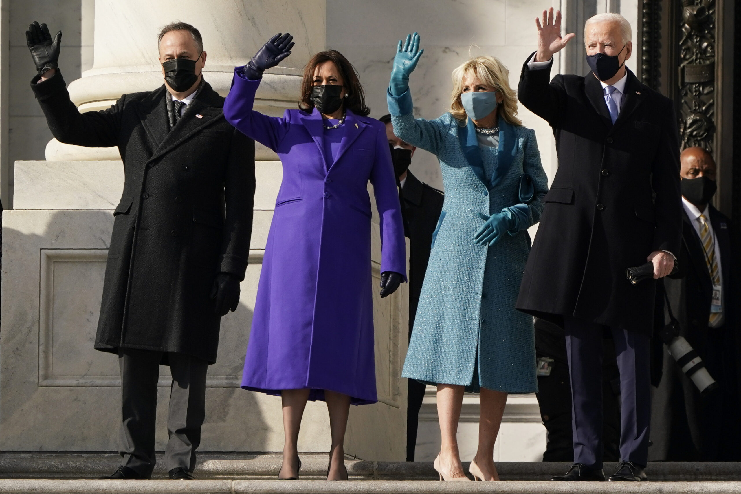 President-elect Joe Biden, his wife Jill Biden and Vice President-elect Kamala Harris and her husband Doug Emhoff