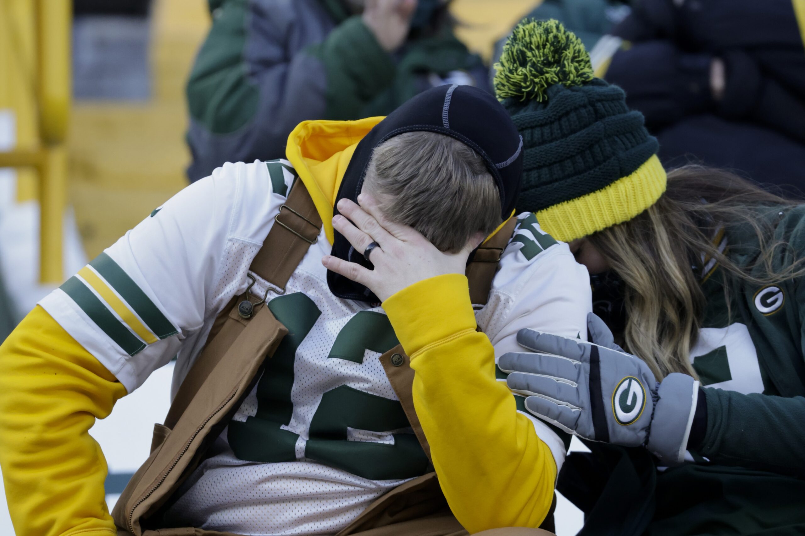Packer fans at the game between the Tampa Bay Buccaneers and Green Bay Packers