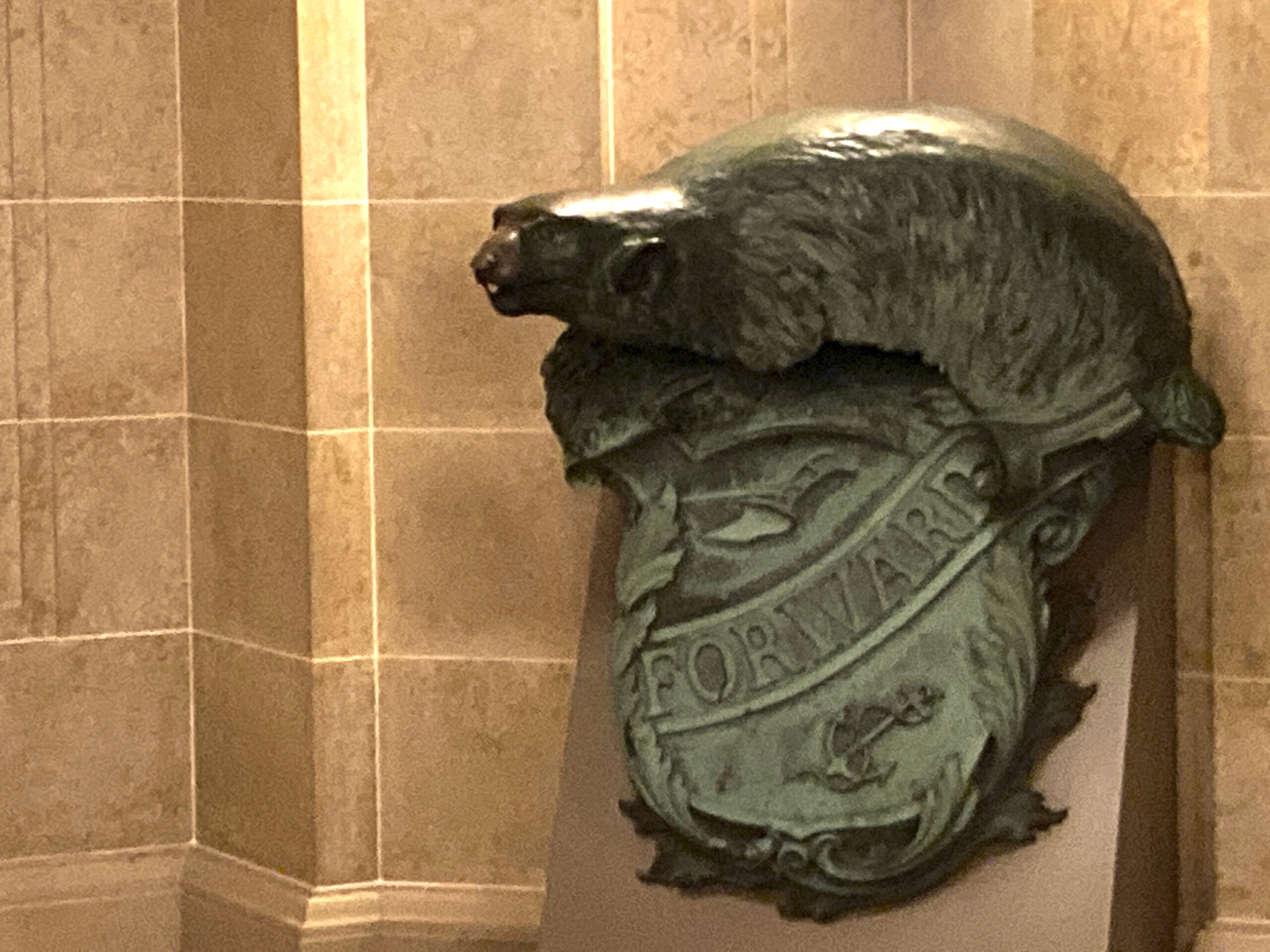 Badger and Shield statue