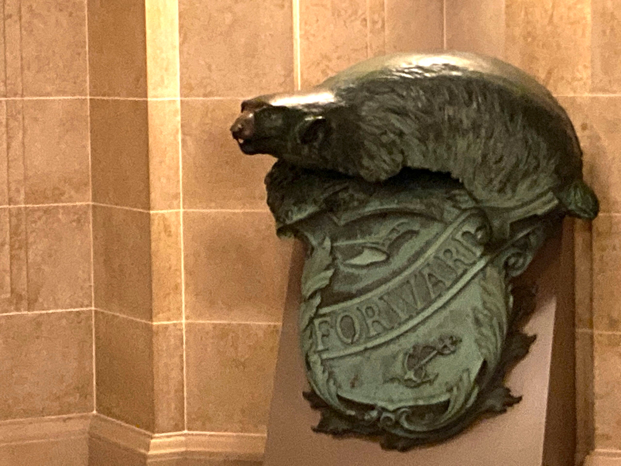 Badger and Shield statue