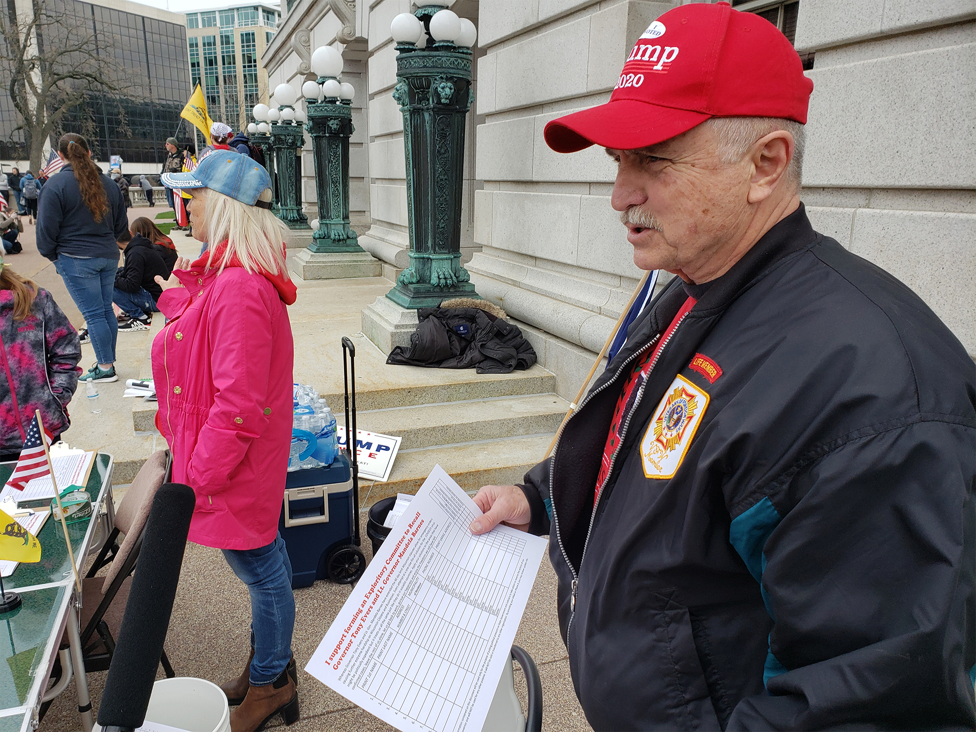 Former Republican state Rep. Don Pridemore at a reopen Wisconsin rally at the state Capitol.